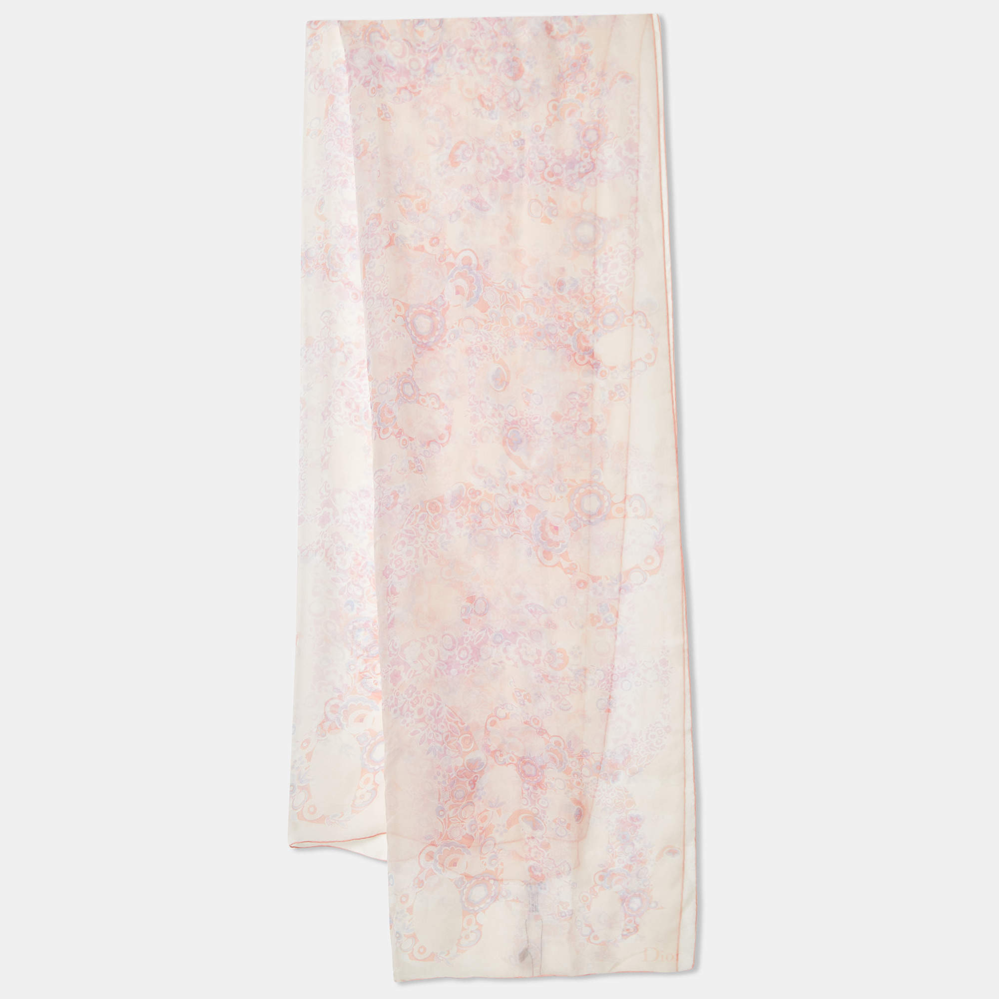 Pre Owned Christian Dior Pink Printed Silk Scarf