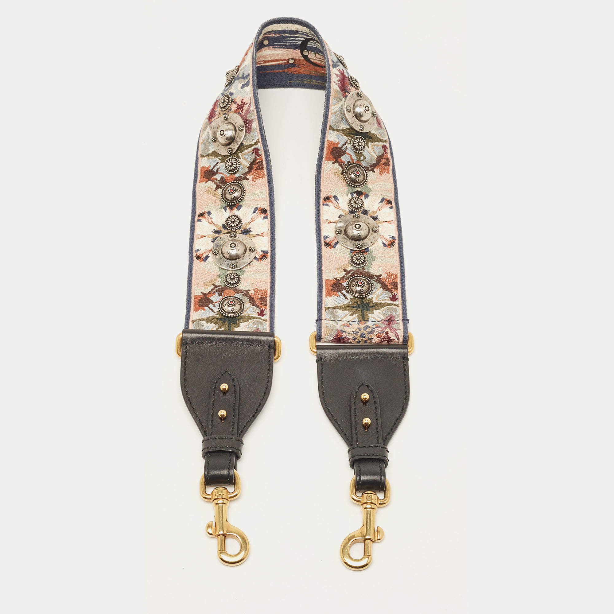 Pre Owned Dior Multicolor Canvas and Leather KaleiDiorscopic Studded Shoulder Bag Strap