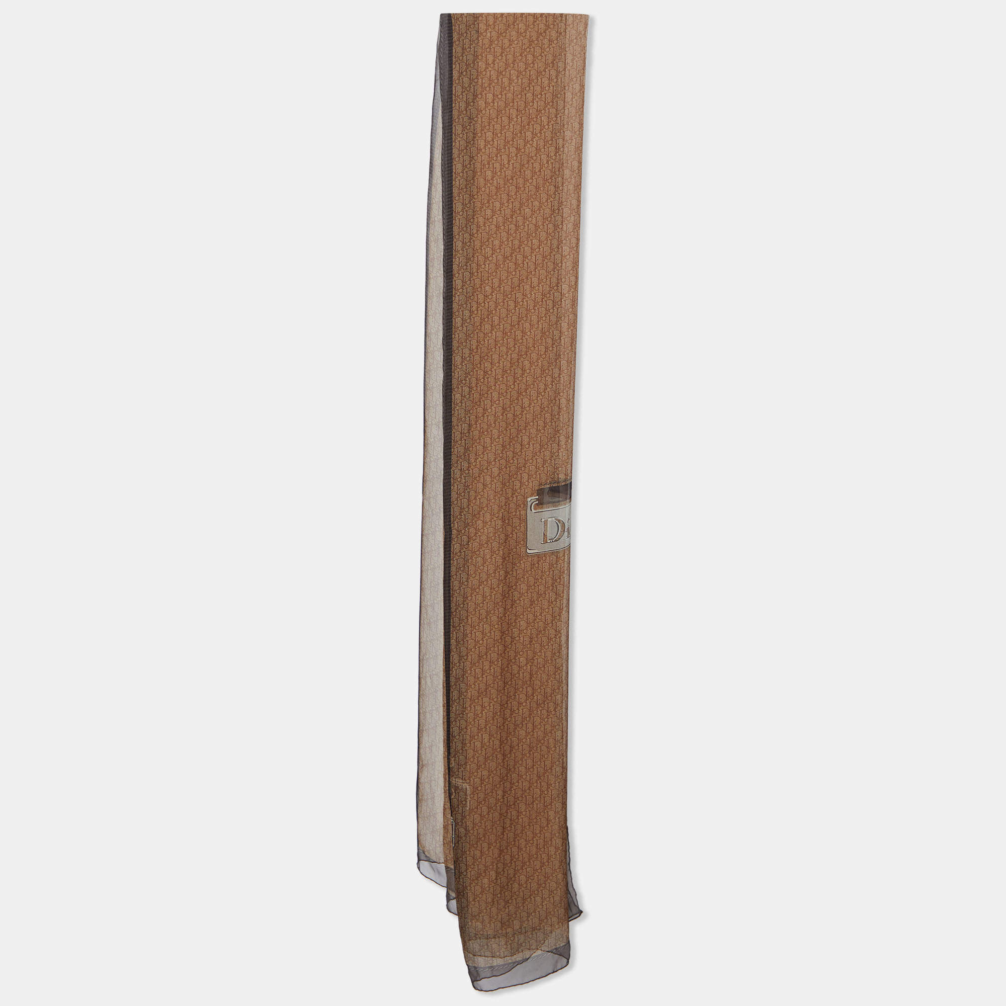 Christian Dior Brown oblique Printed Silk Stole