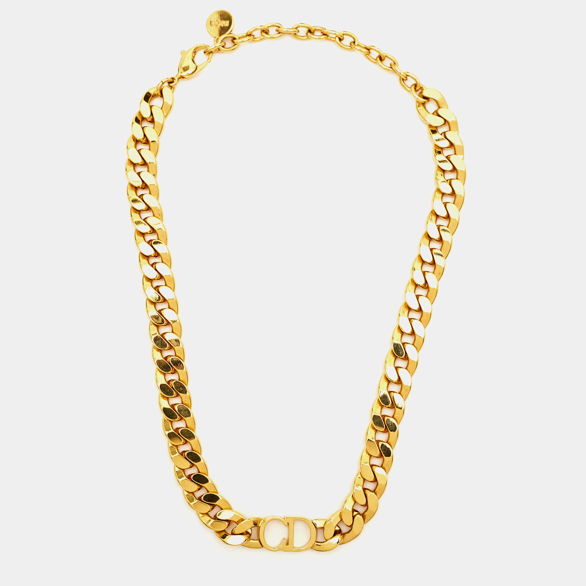 Dior 30 Montaigne Gold Tone Chain Link Choker Necklace