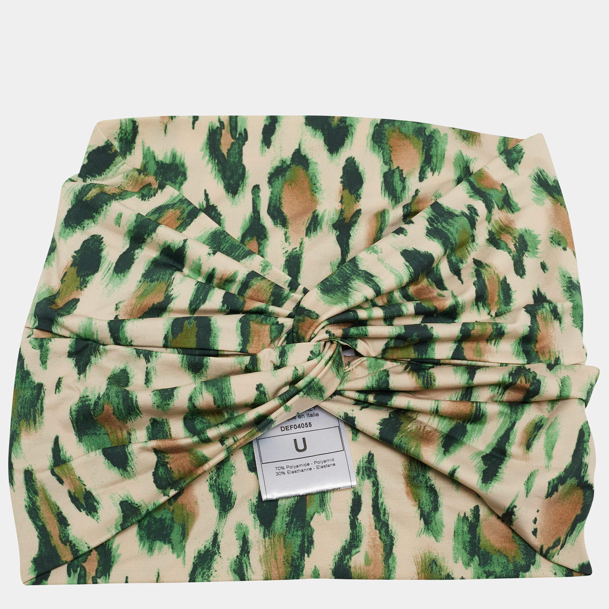 Dior Vintage Beige/Green Leopard Print Nylon Head Band One Size