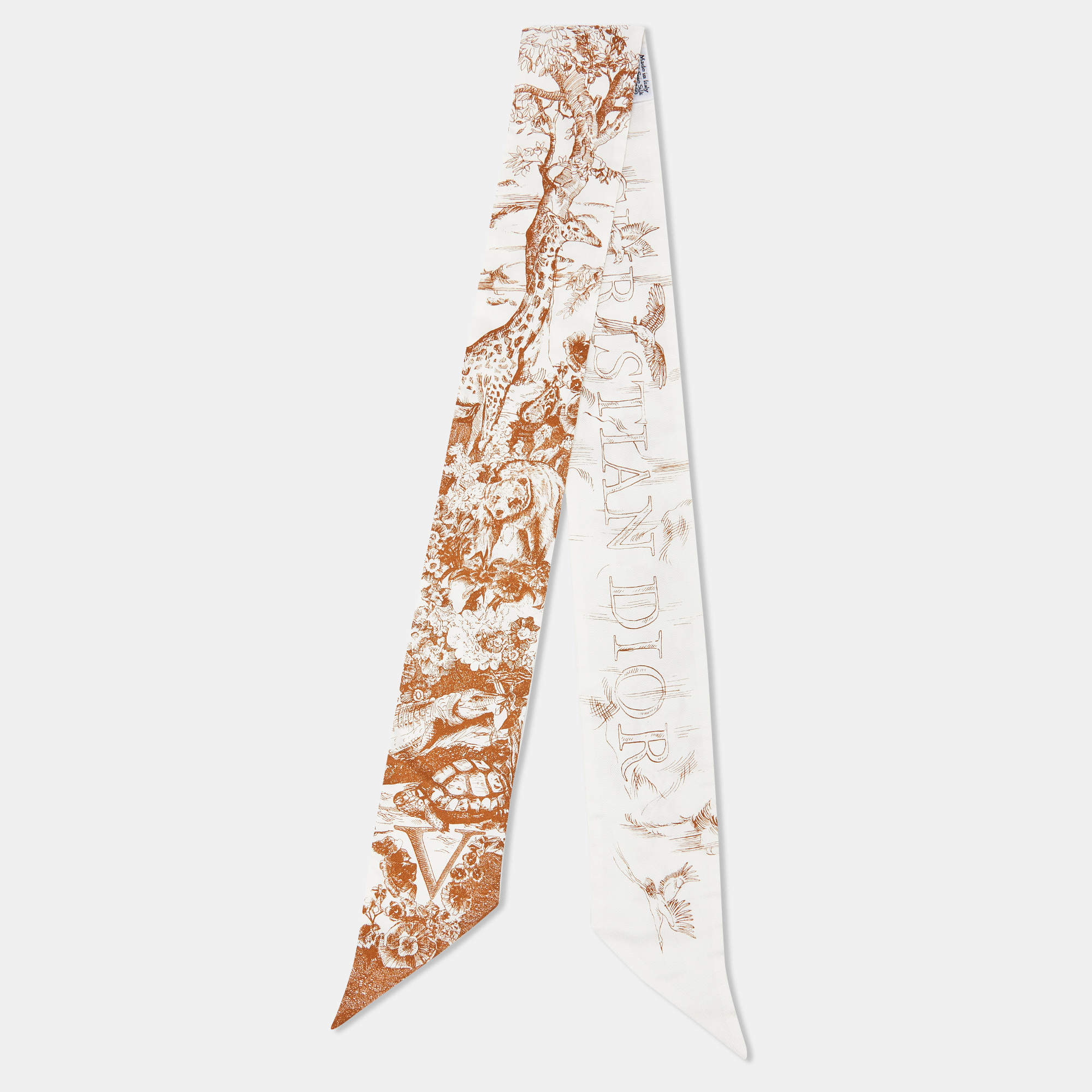 Dior White Toile de Jouy Silk Mitzah Scarf