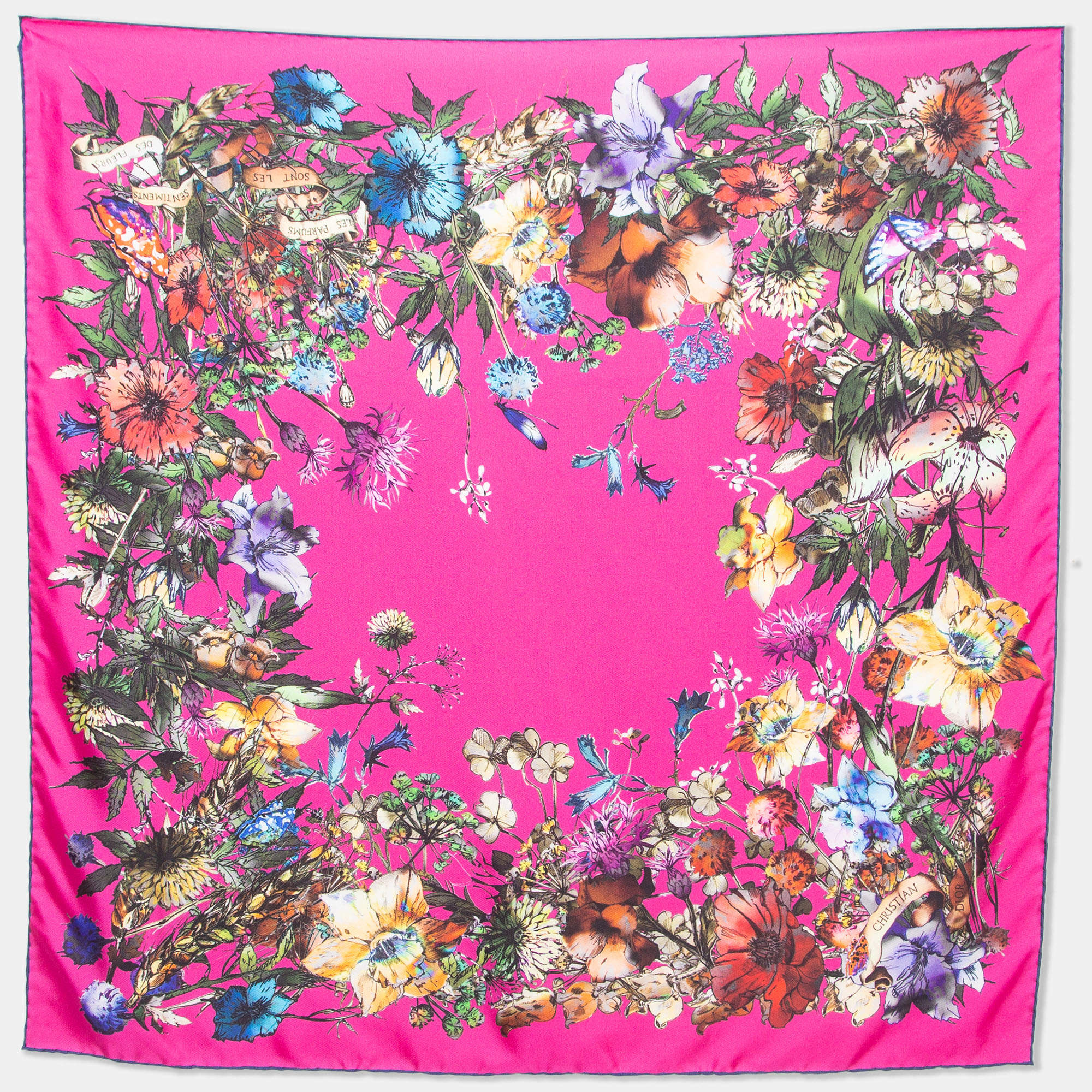 Dior Pink Print Silk D-Millefiori Square Scarf