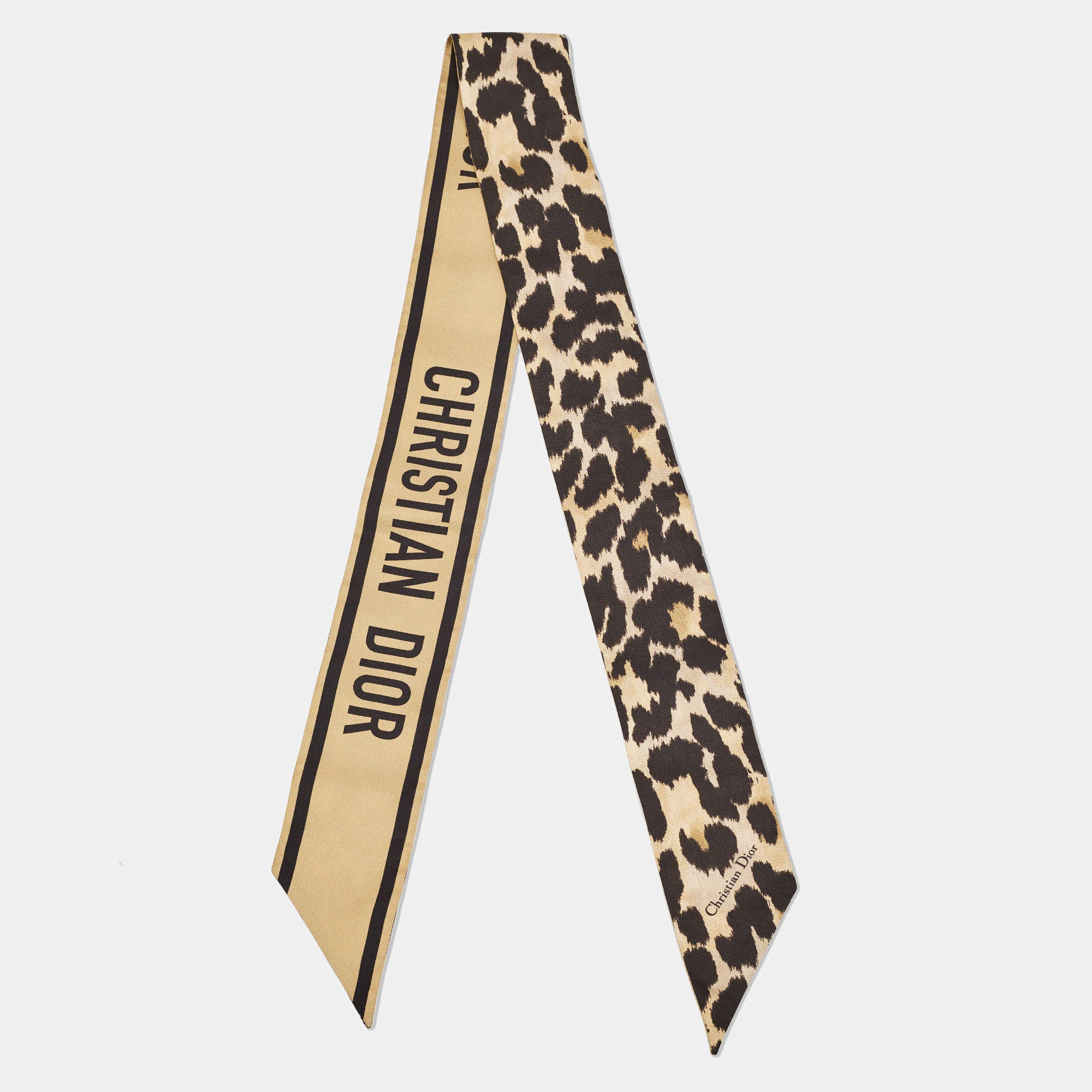 Dior Black/Gold Leopard Print Silk Mizza Mitzah Scarf
