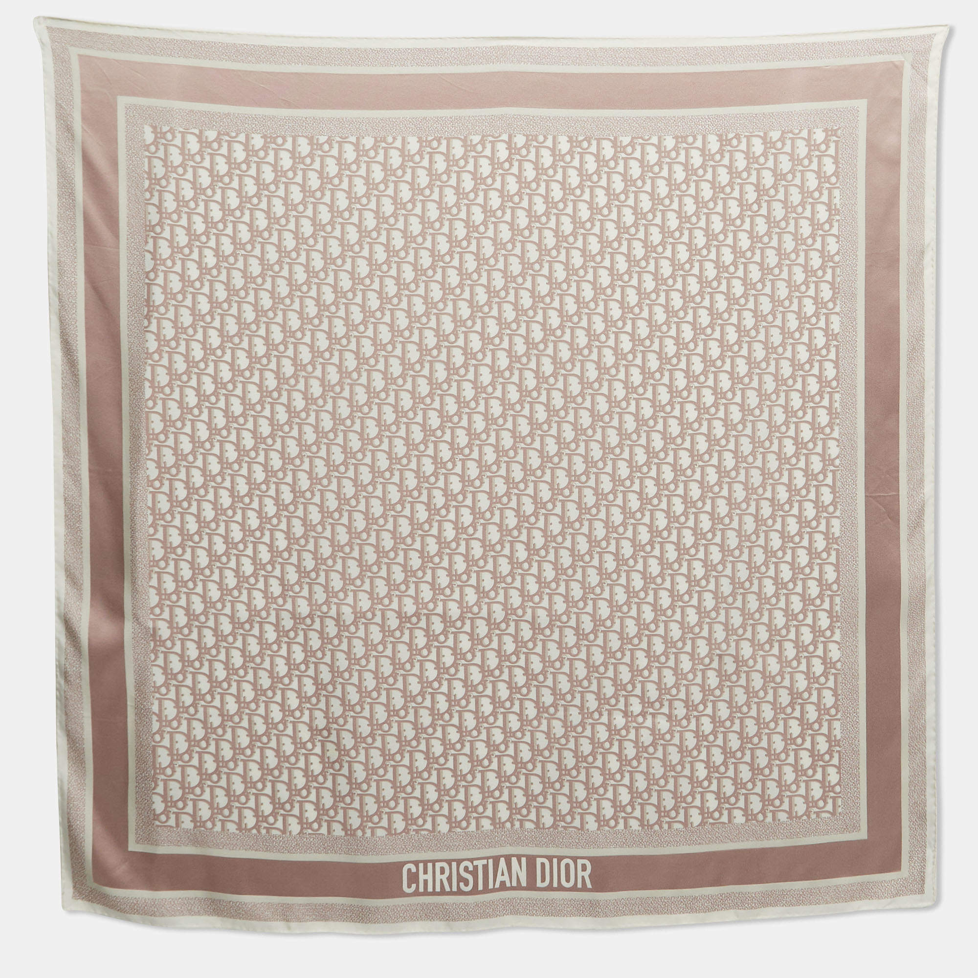 Dior Pink/Grey Oblique Diortwin Silk Square Scarf