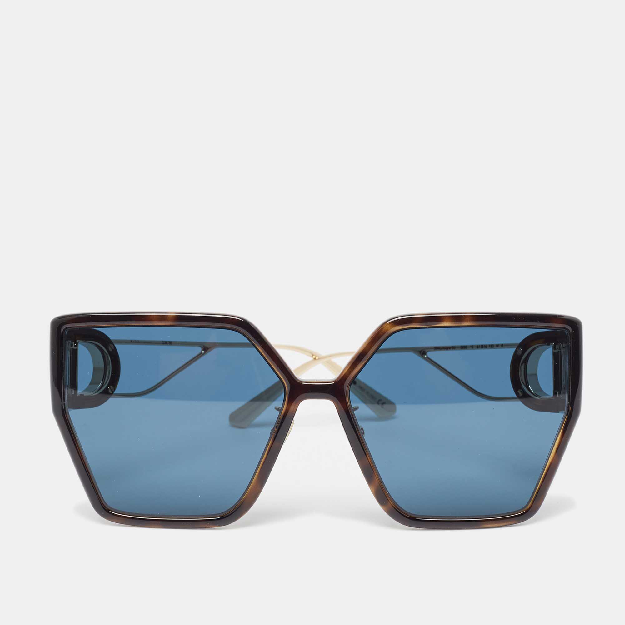 Pre Owned Dior Black/Gold 30 Montaigne BU Square Sunglasses