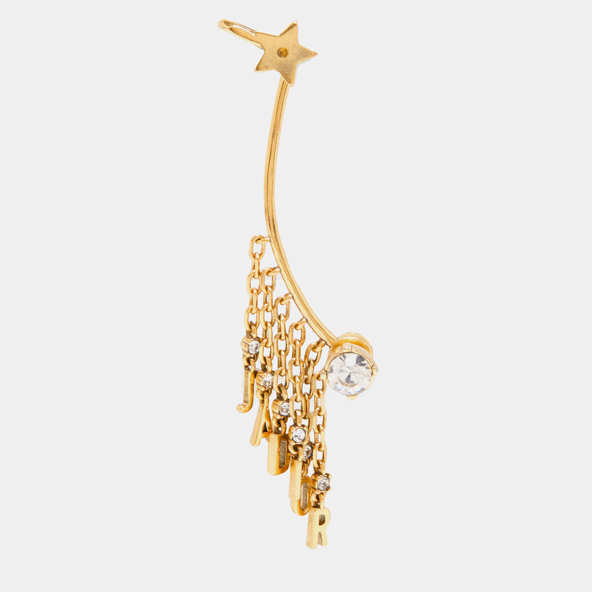 Dior Jadior Crystals Gold Tone Single Cuff Earrings