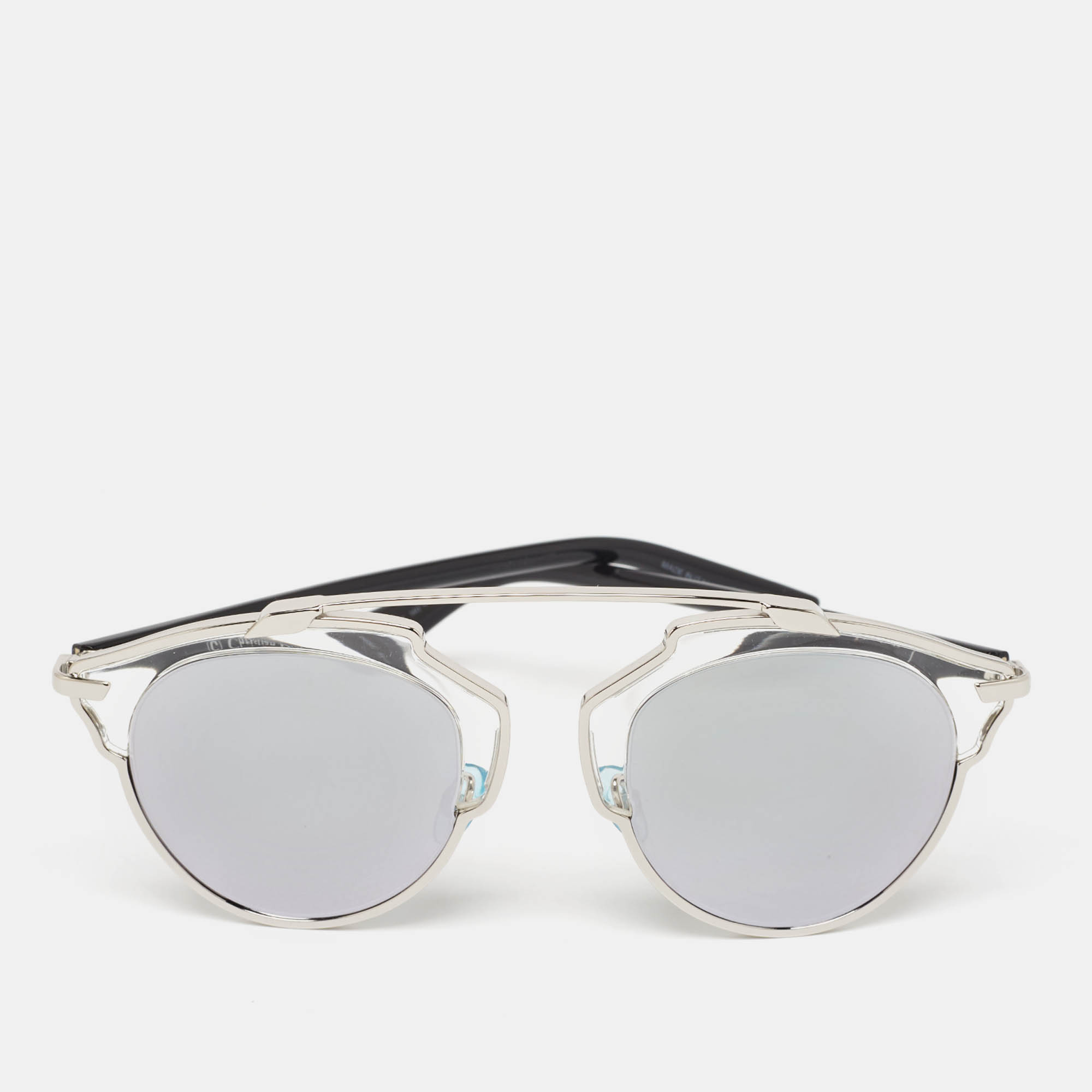 Dior Silver/Black DiorSoReal Mirrored Round Sunglasses