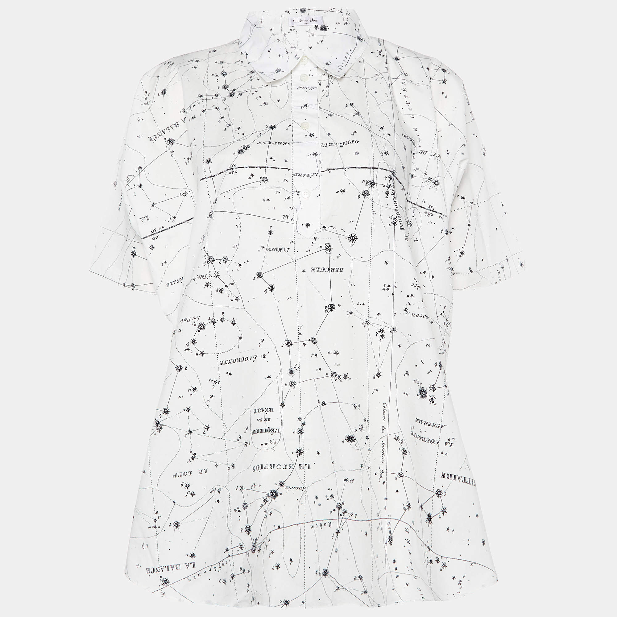 Dior White Constellation Print Cotton Tunic Top M