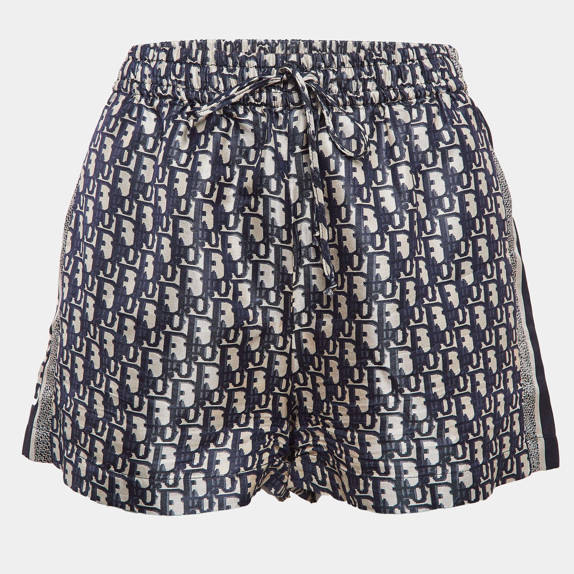 Christian Dior Blue Oblique Silk Chez Moi Shorts S