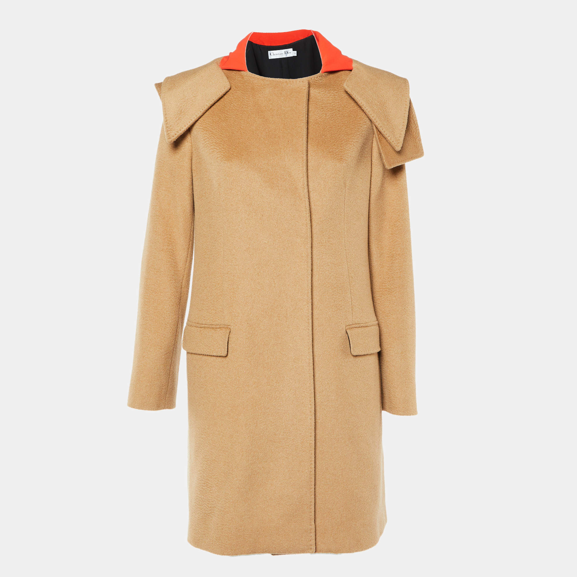 Dior Brown Camel Wool Mid-Length Coat L