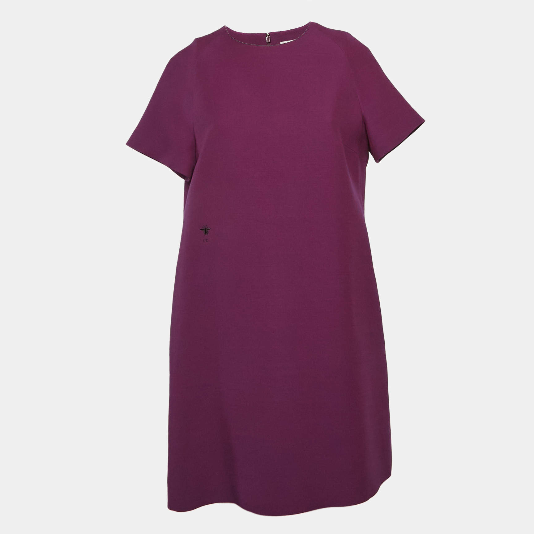 Pre Owned Christian Dior Purple Wool Blend Shift Dress L