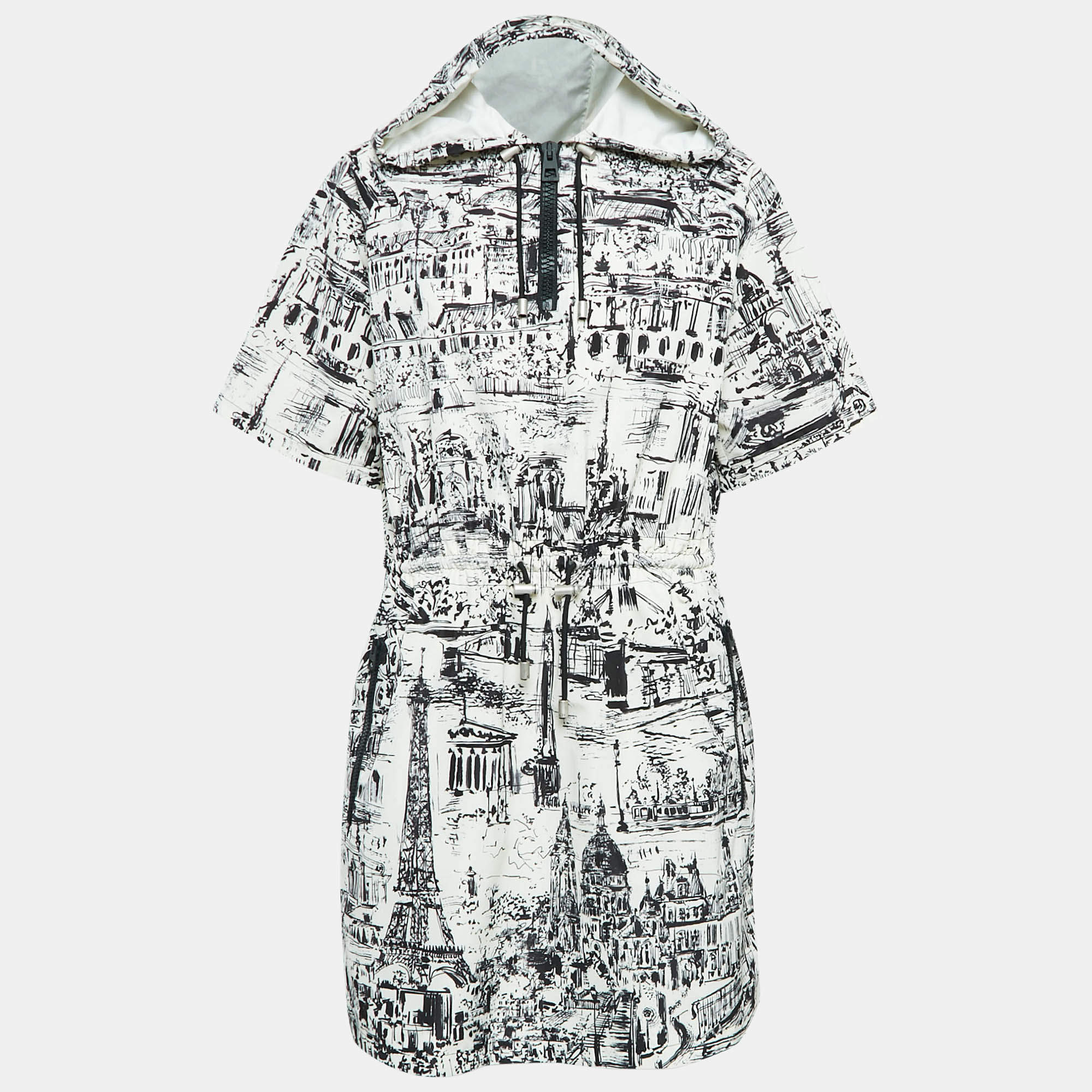 Christian Dior White Printed Synthetic Romper Mini Dress L