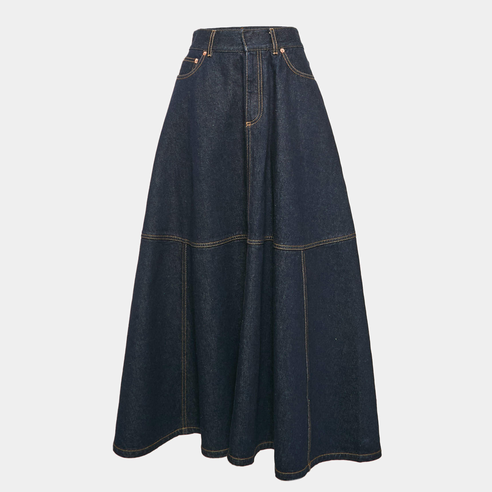 Dior Blue Denim Mid-Length Skirt L