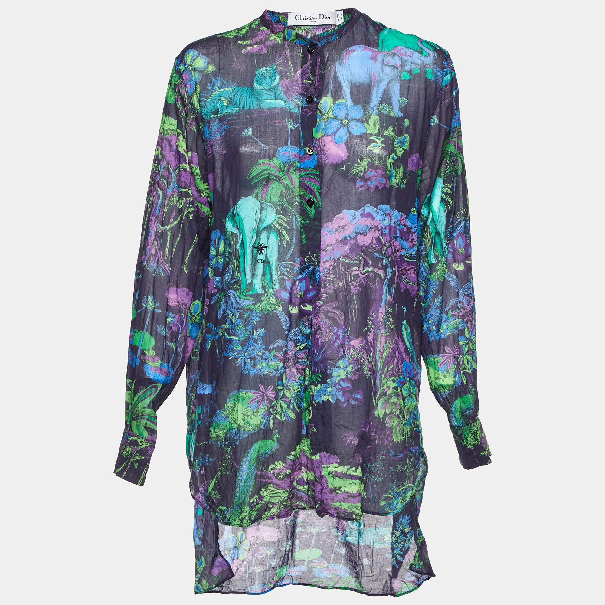 Pre Owned  Dior Purple Toile de Jouy Voyage Cotton Long Sleeve Blouse L