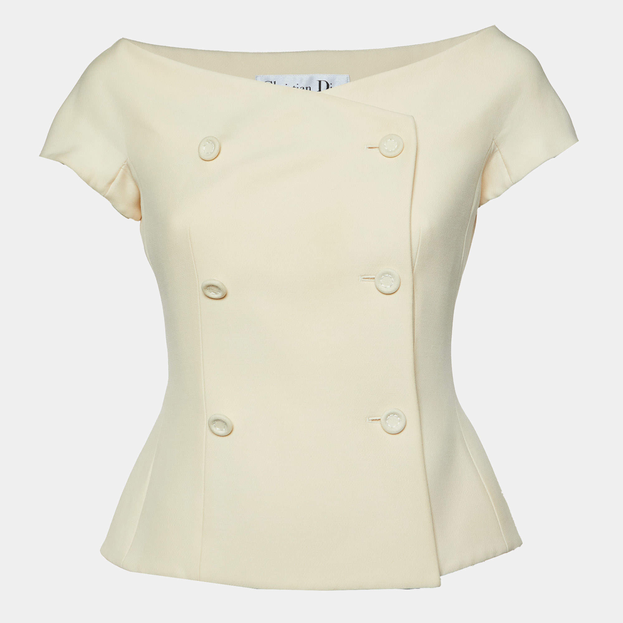Dior Cream Wool and Silk Off-Shoulder Top S
