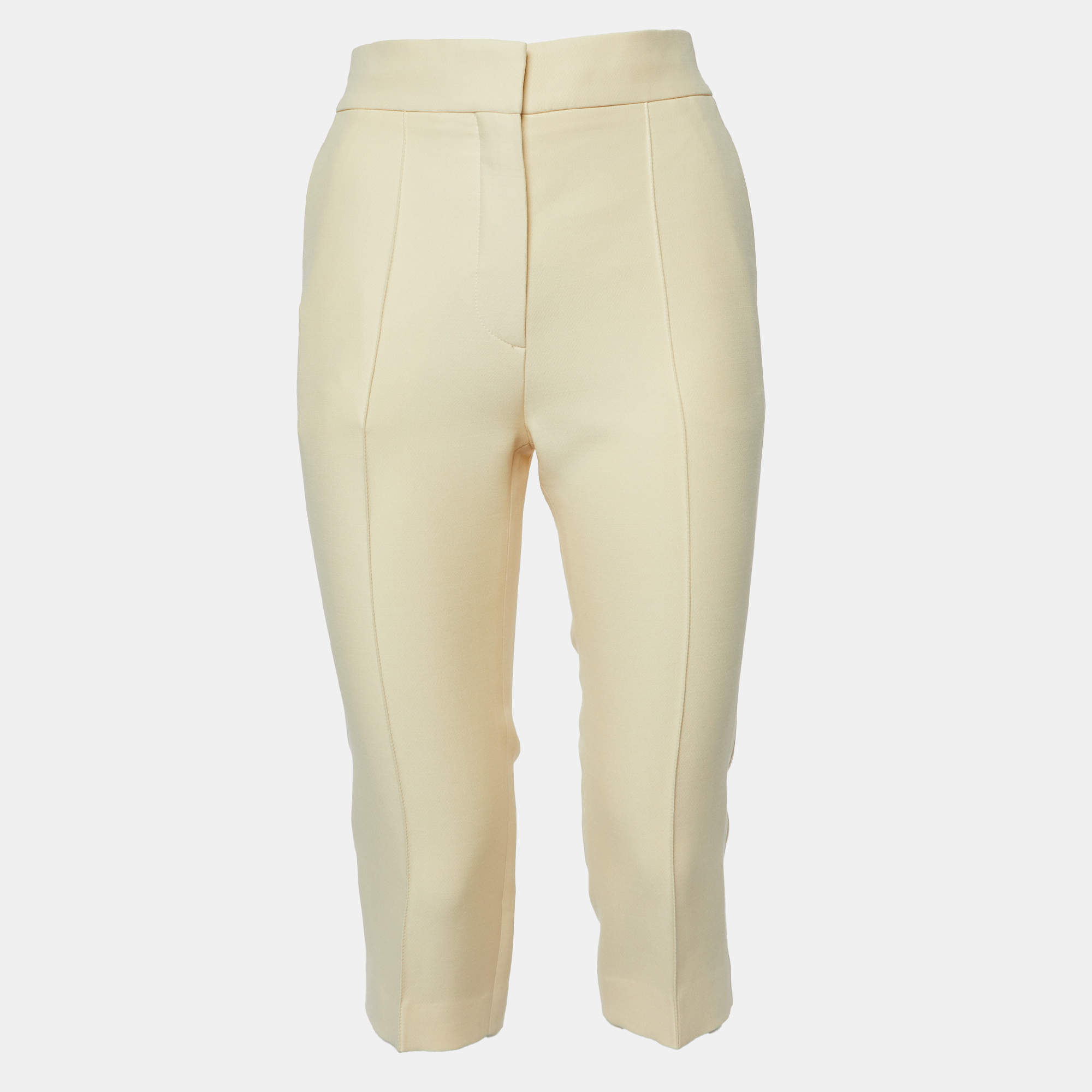 Pre Owned Dior Cream Wool Blend Montaigne Capri Pants S