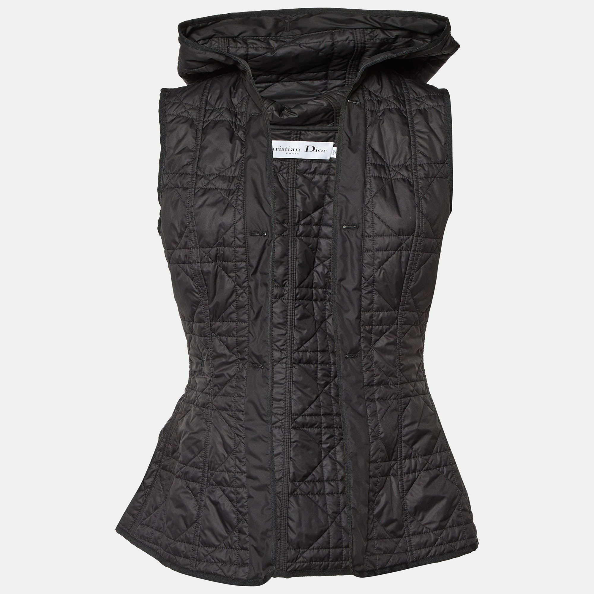 Pre Owned Dior Black Synthetic Hooded Gilet L