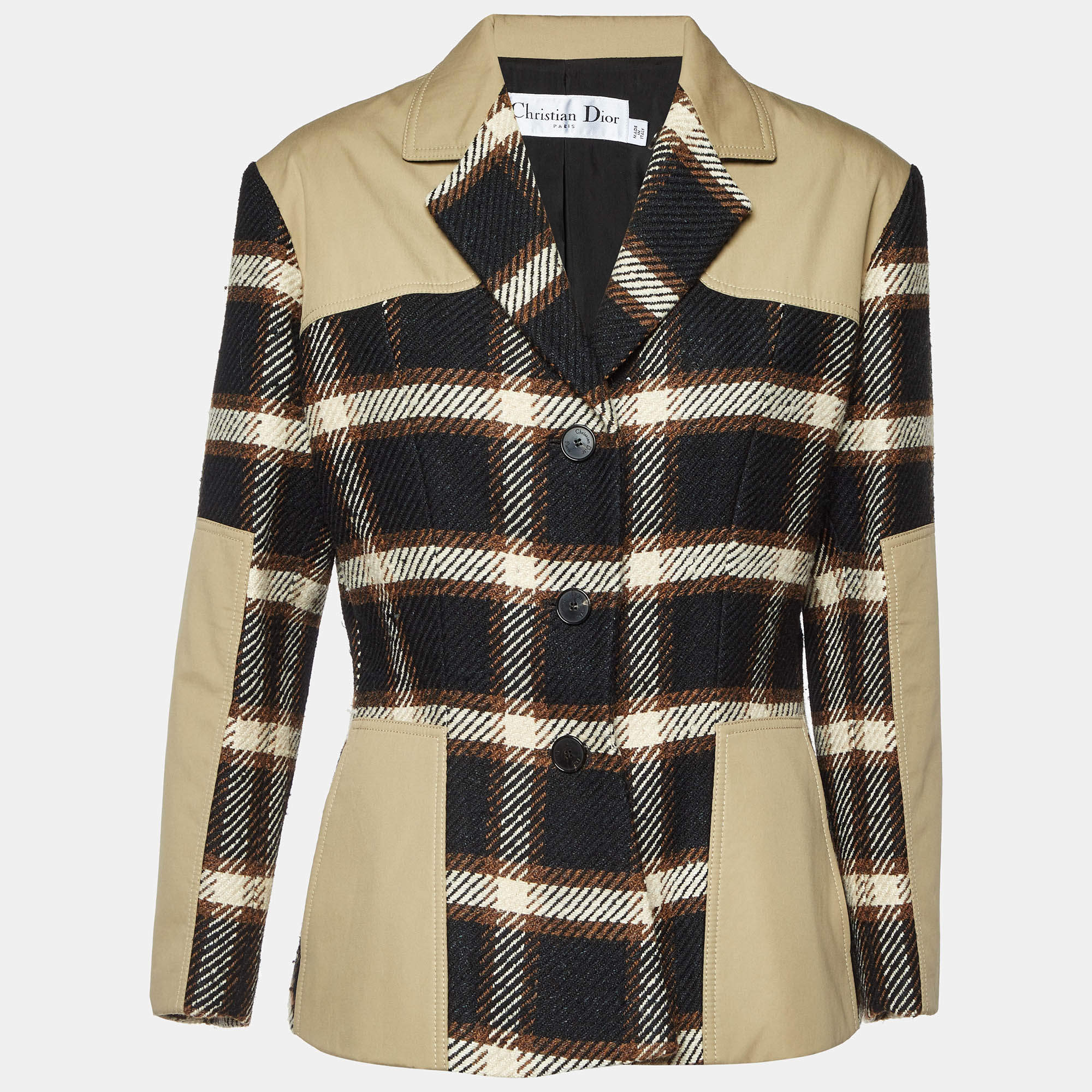 Dior Multicolor Wool and Silk Plaid Single Breasted Jacket XL