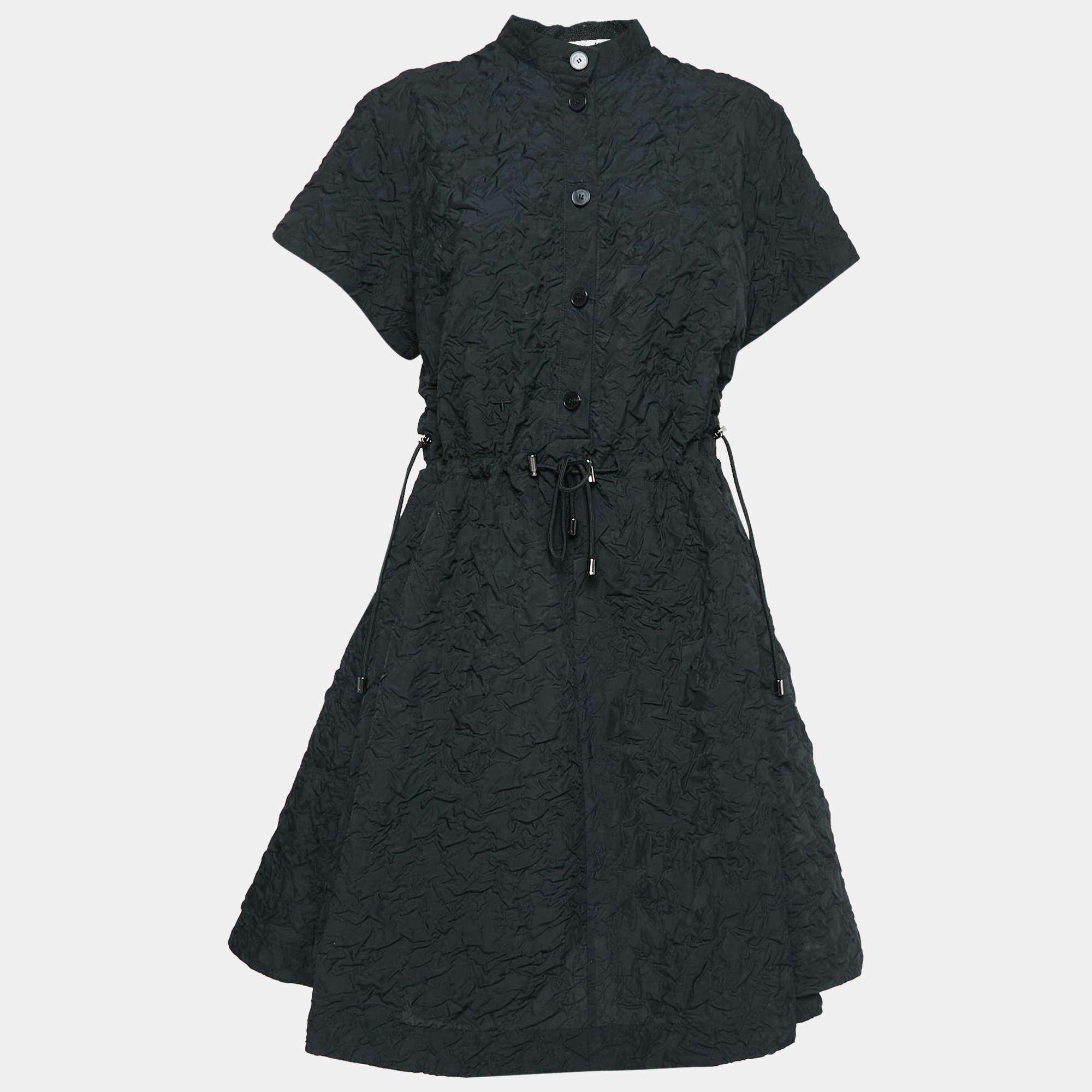 Pre Owned Dior Black Textured Crepe A-Line Knee-Length Dress XL