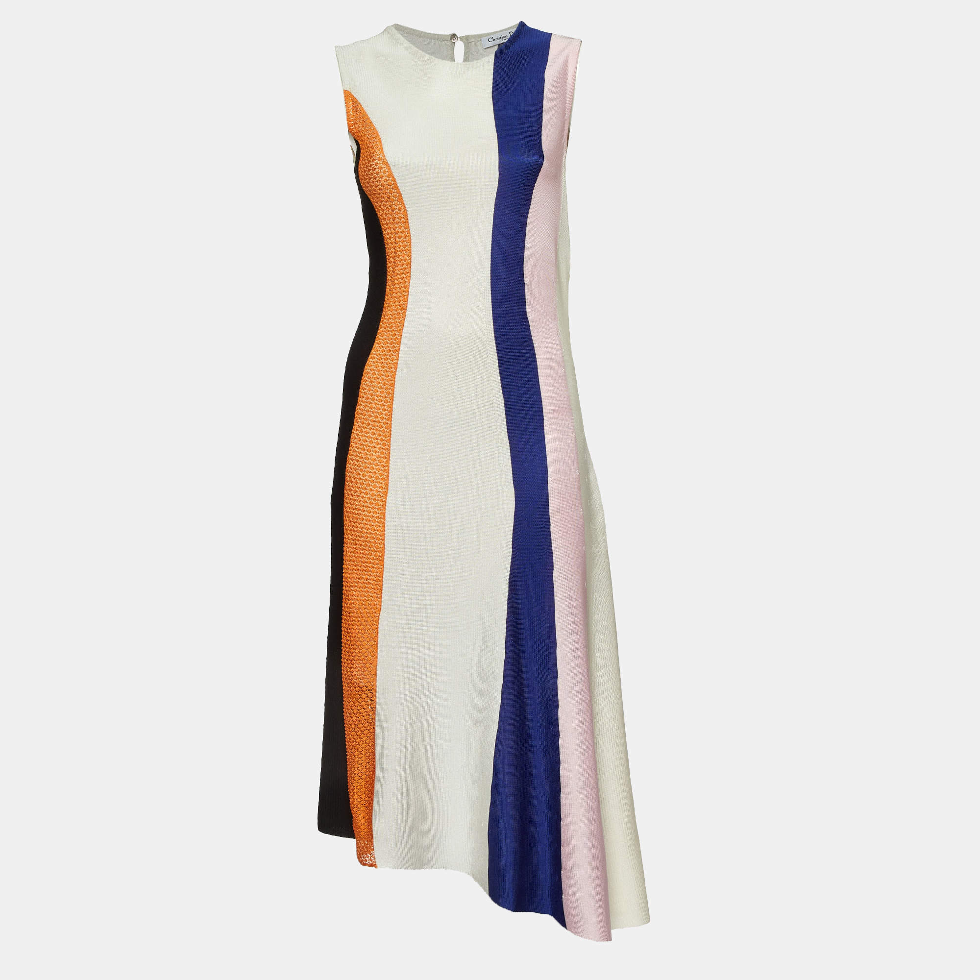 Dior Multicolor Paneled Jersey Sleeveless Midi Dress L