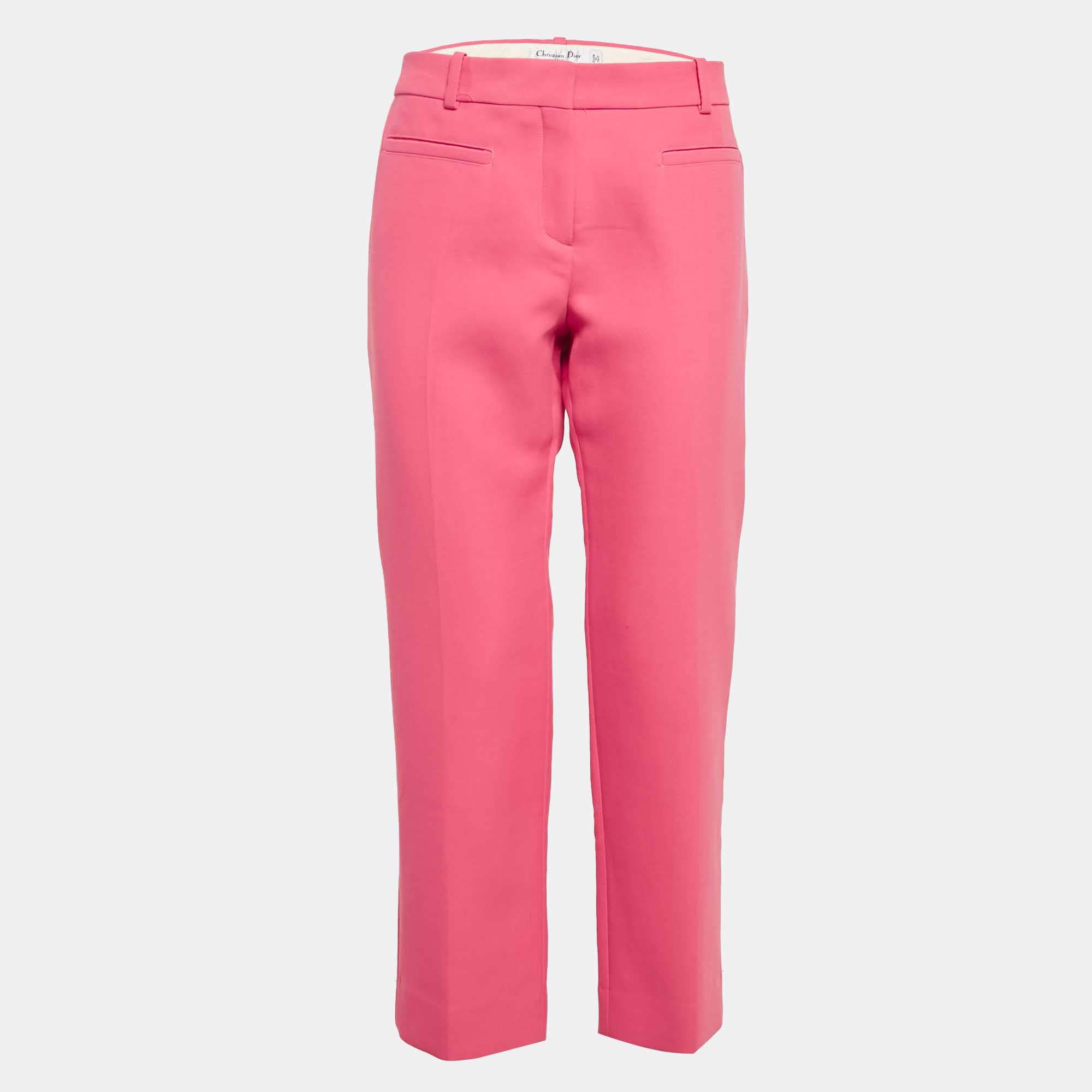 Christian Dior Pink Cotton Trousers L