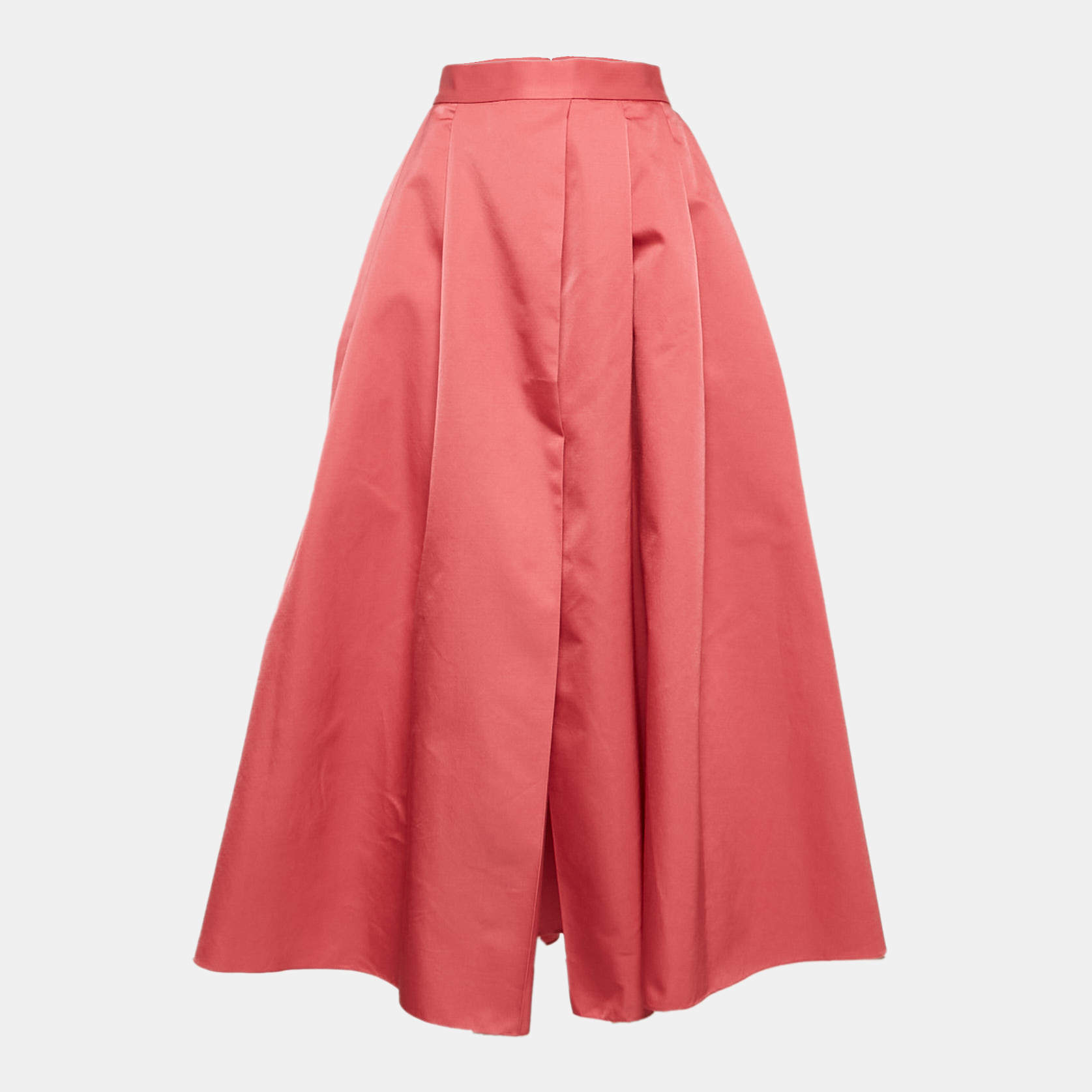 Pre Owned Christian Dior Pink Wool Blend Pleated Long Skirt L