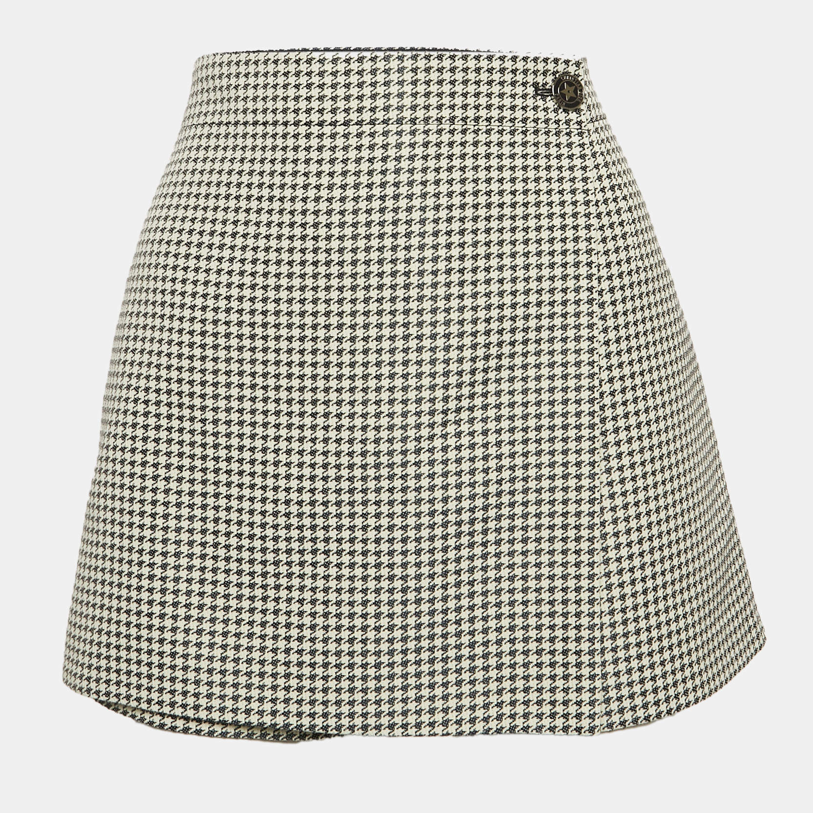 Christian Dior Blue/White Cotton Blend Micro-Houndstooth skort M