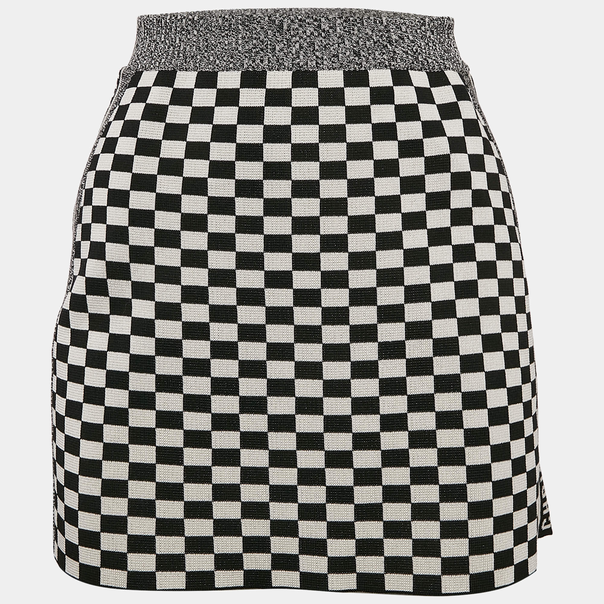 Christian Dior Checkboard Stretch Knit Mini Skirt S