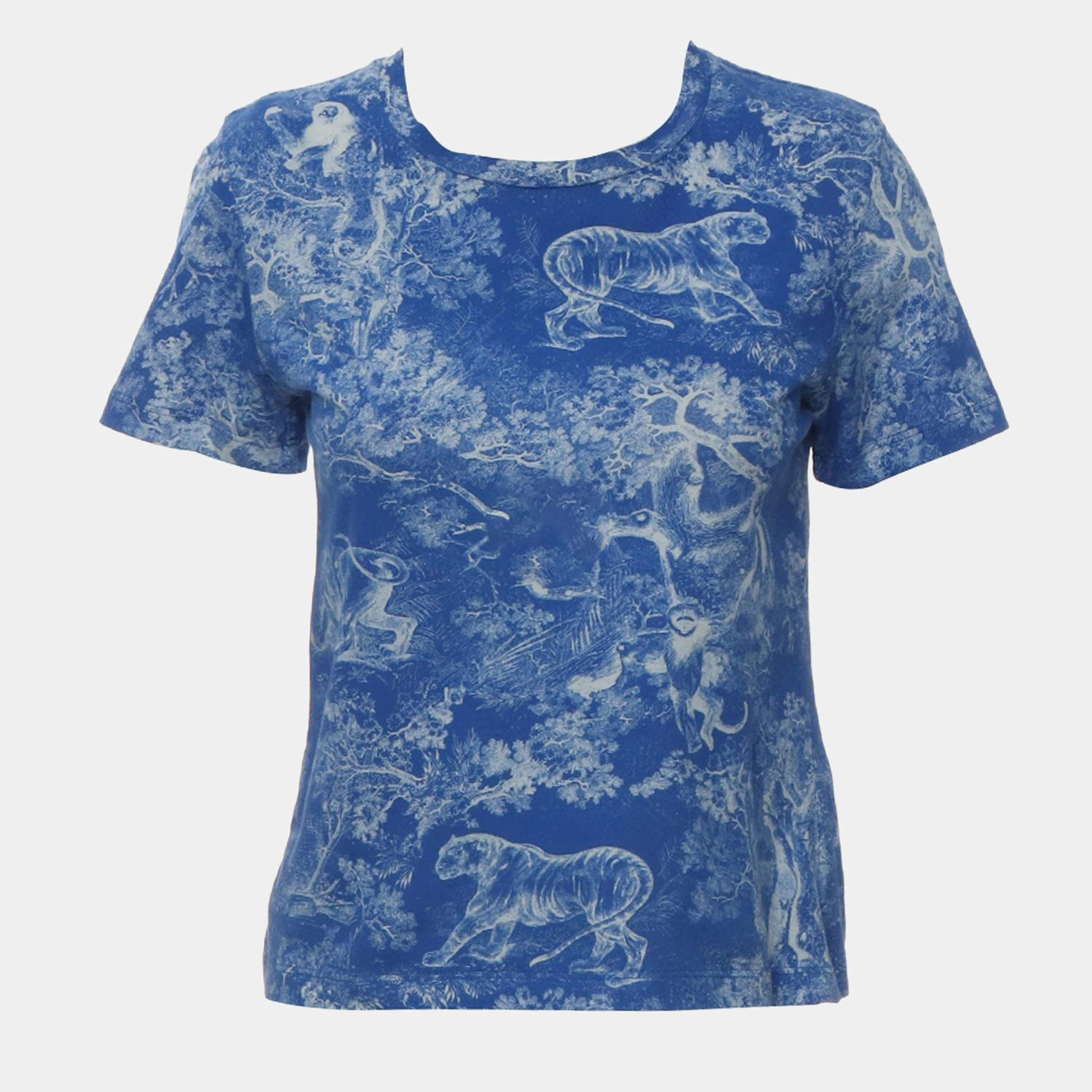 Dior Blue Cotton Toile De Jouy Riviera Printed Top S