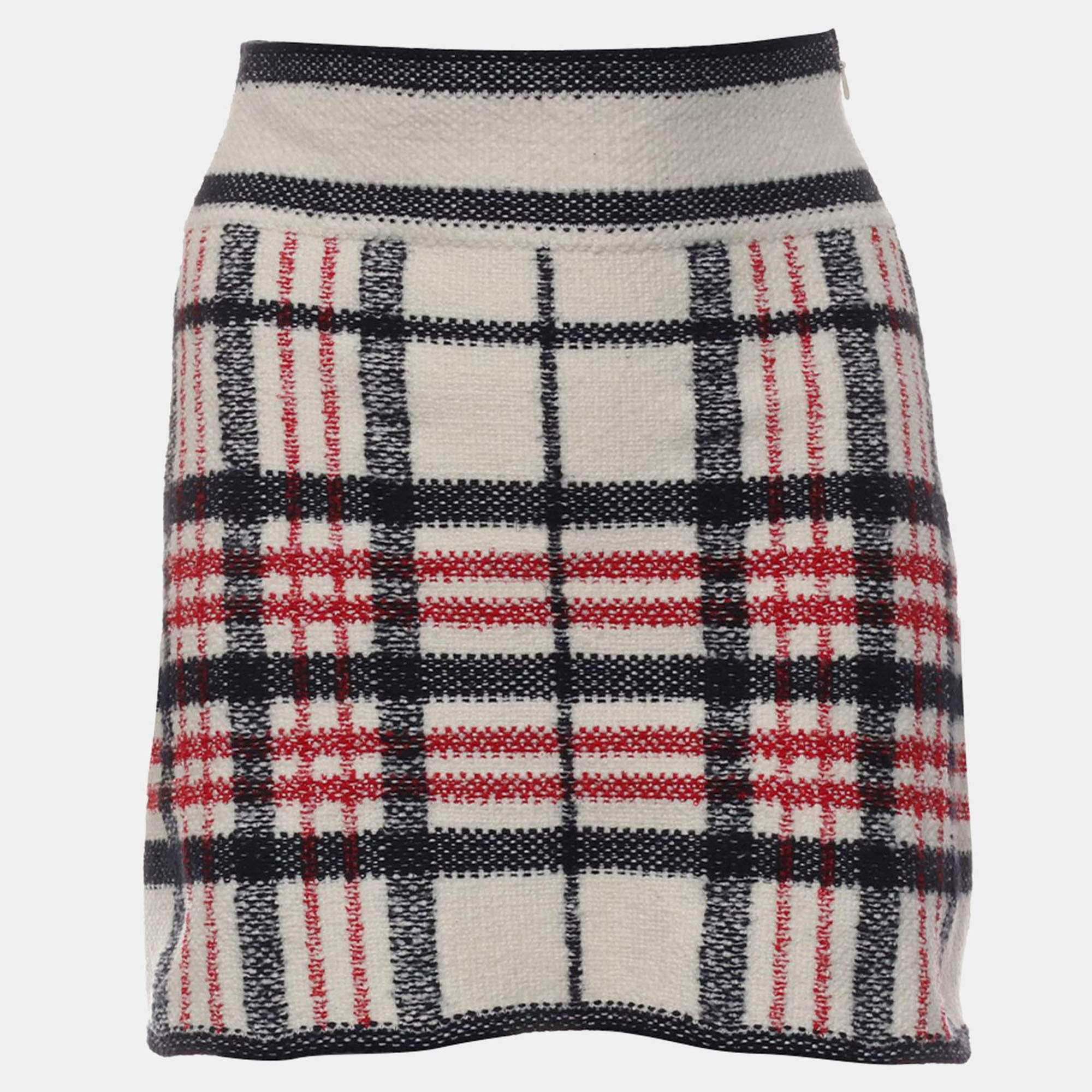 Pre Owned Christian  Dior Logo Plaid Mini Skirt FR Women 34