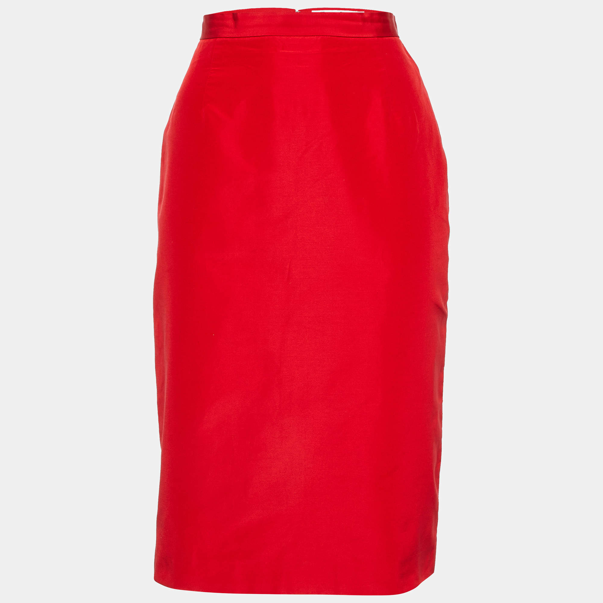 Dior Red Cotton and Silk Midi Skirt M