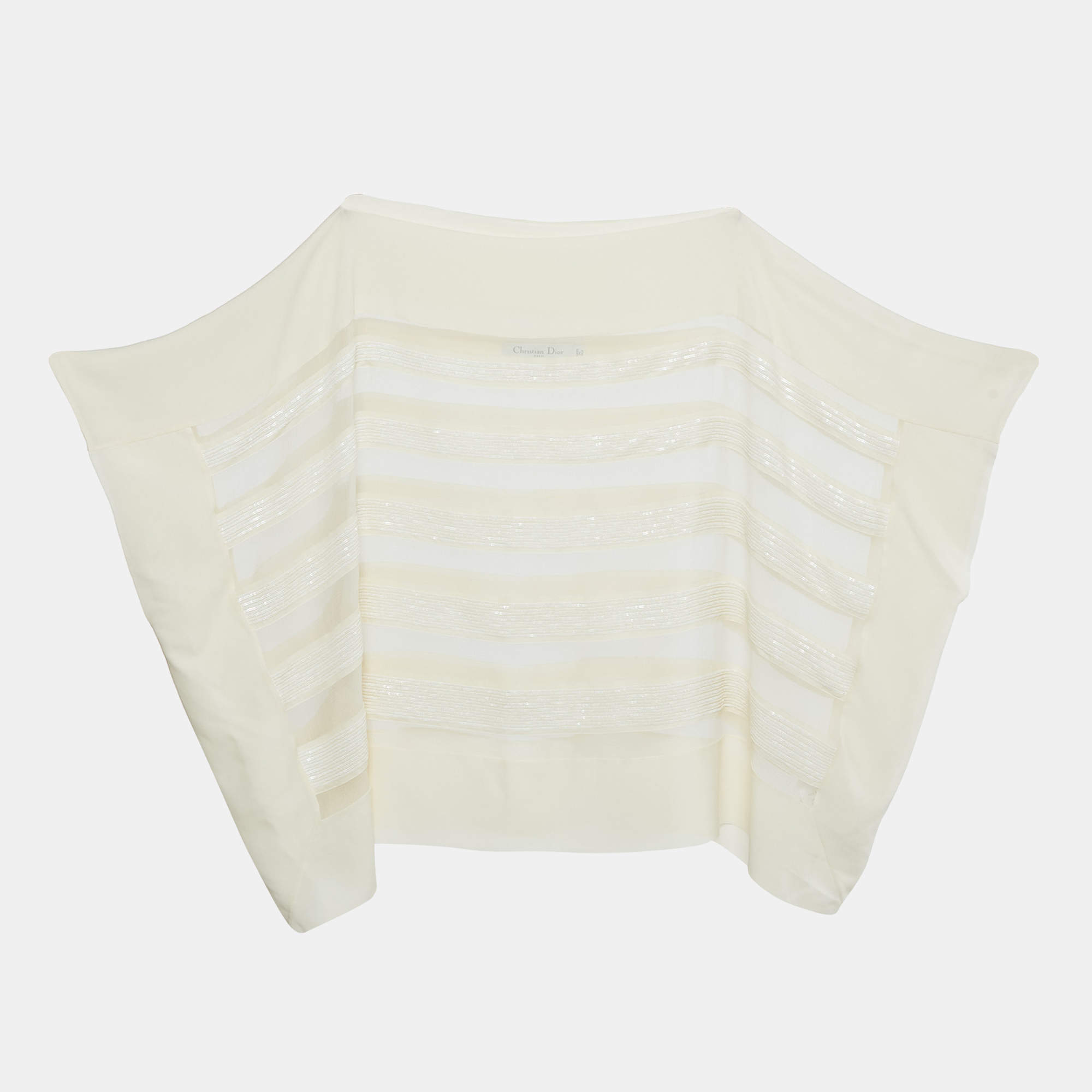 Pre Owned Dior Cream Silk & Sequin Paneled Top M