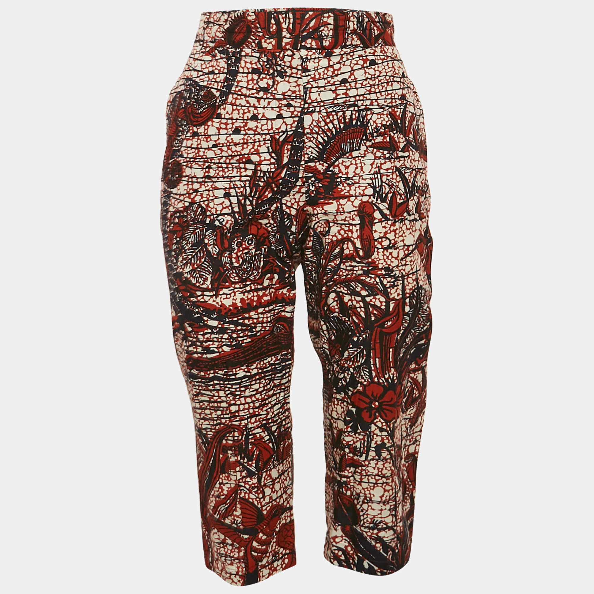 Christian Dior Brown/Blue Toile de Jouy Tropicalia print Cotton Culottes Pants M