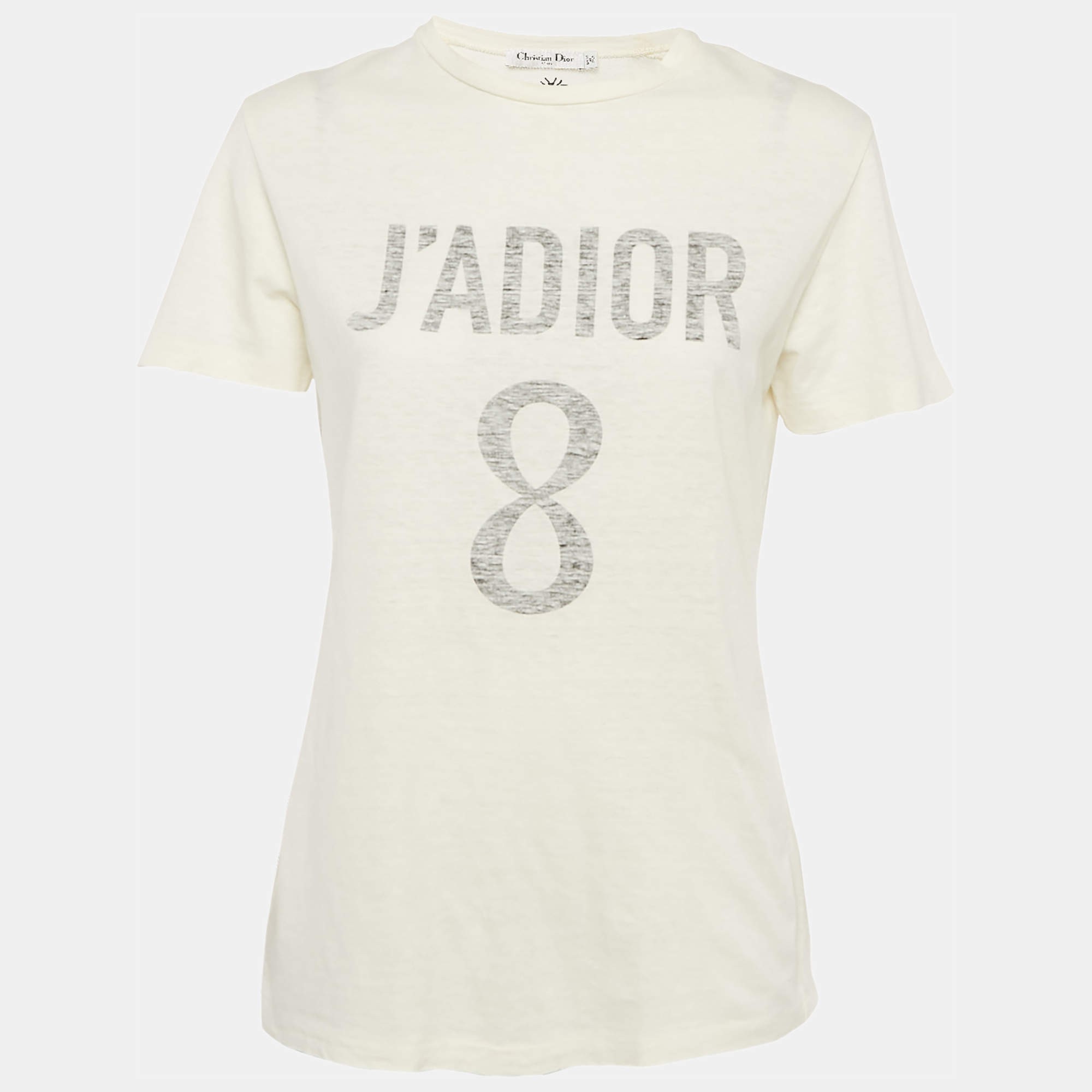 Christian Dior Cream J'adior 8 Jersey Crewneck T-Shirt XS