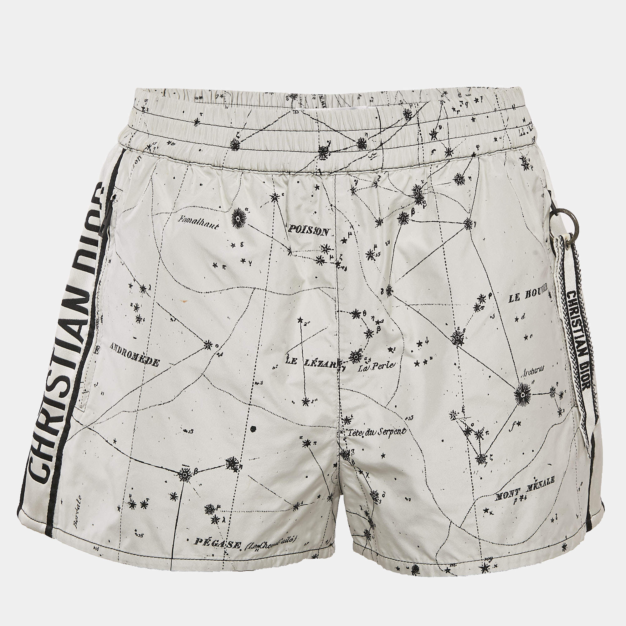 Dior White Jacquard Logo Puller Detail Shorts S