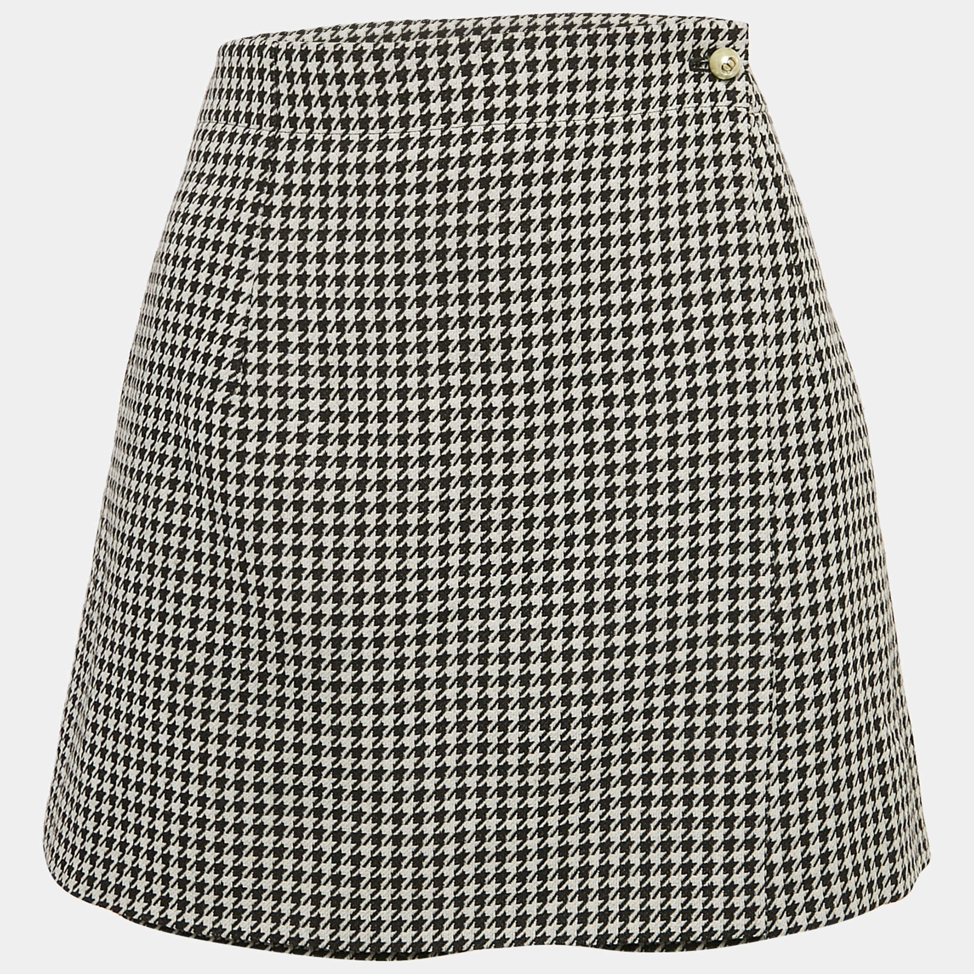Christian Dior Black/White Houndstooth Wool Skorts L