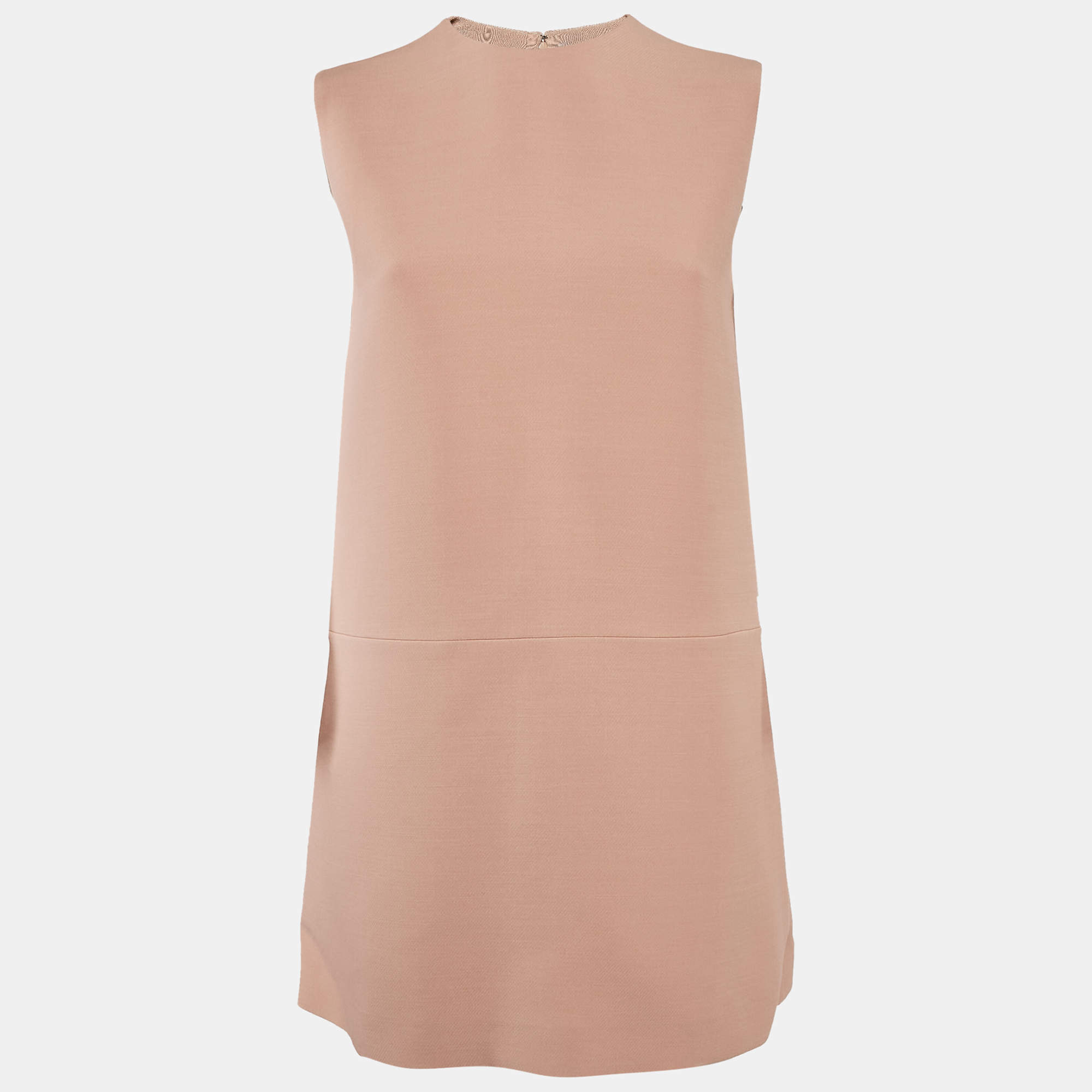 Pre Owned Dior Pink Wool Sleeveless Mini Dress S