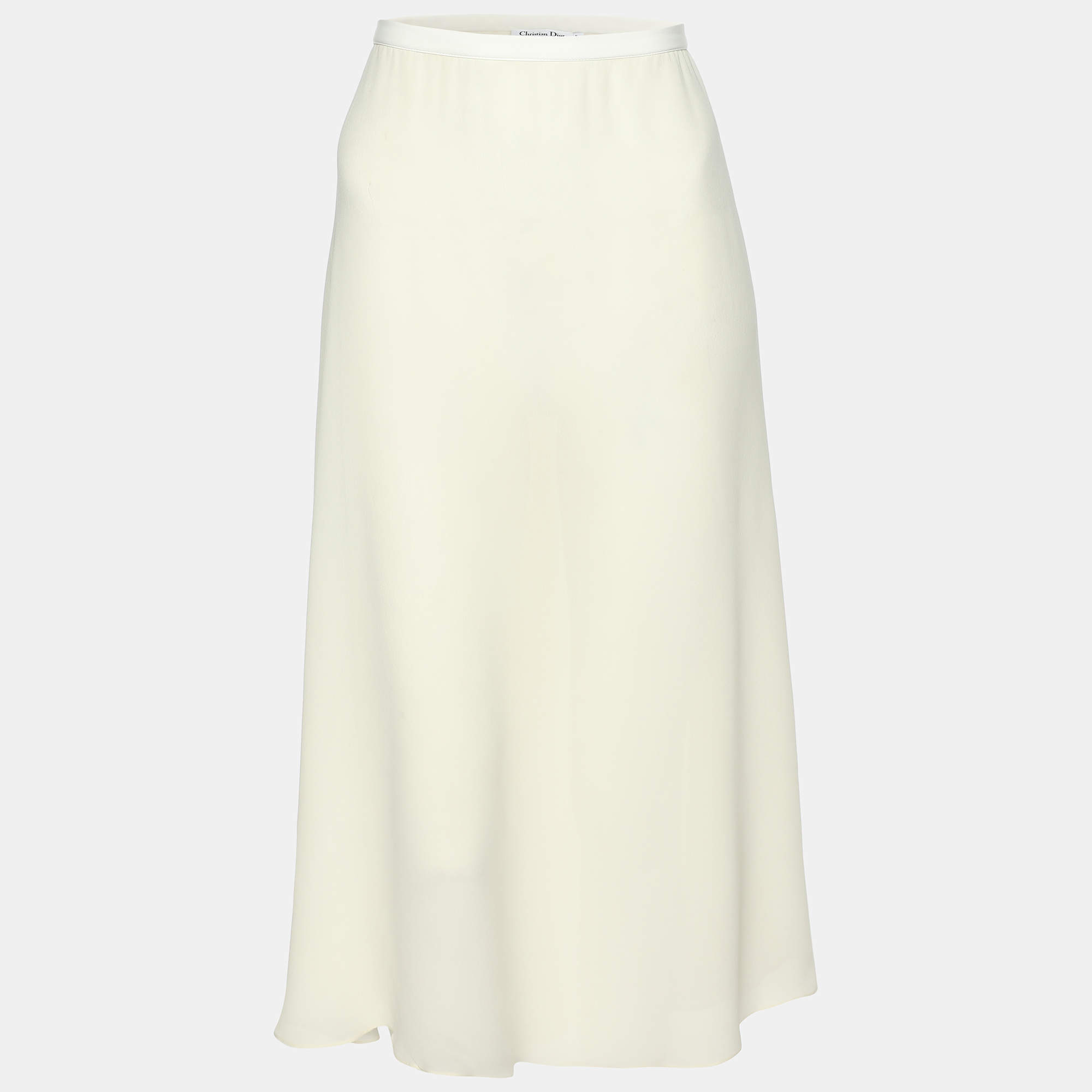 Dior Cream Chiffon Midi Skirt M