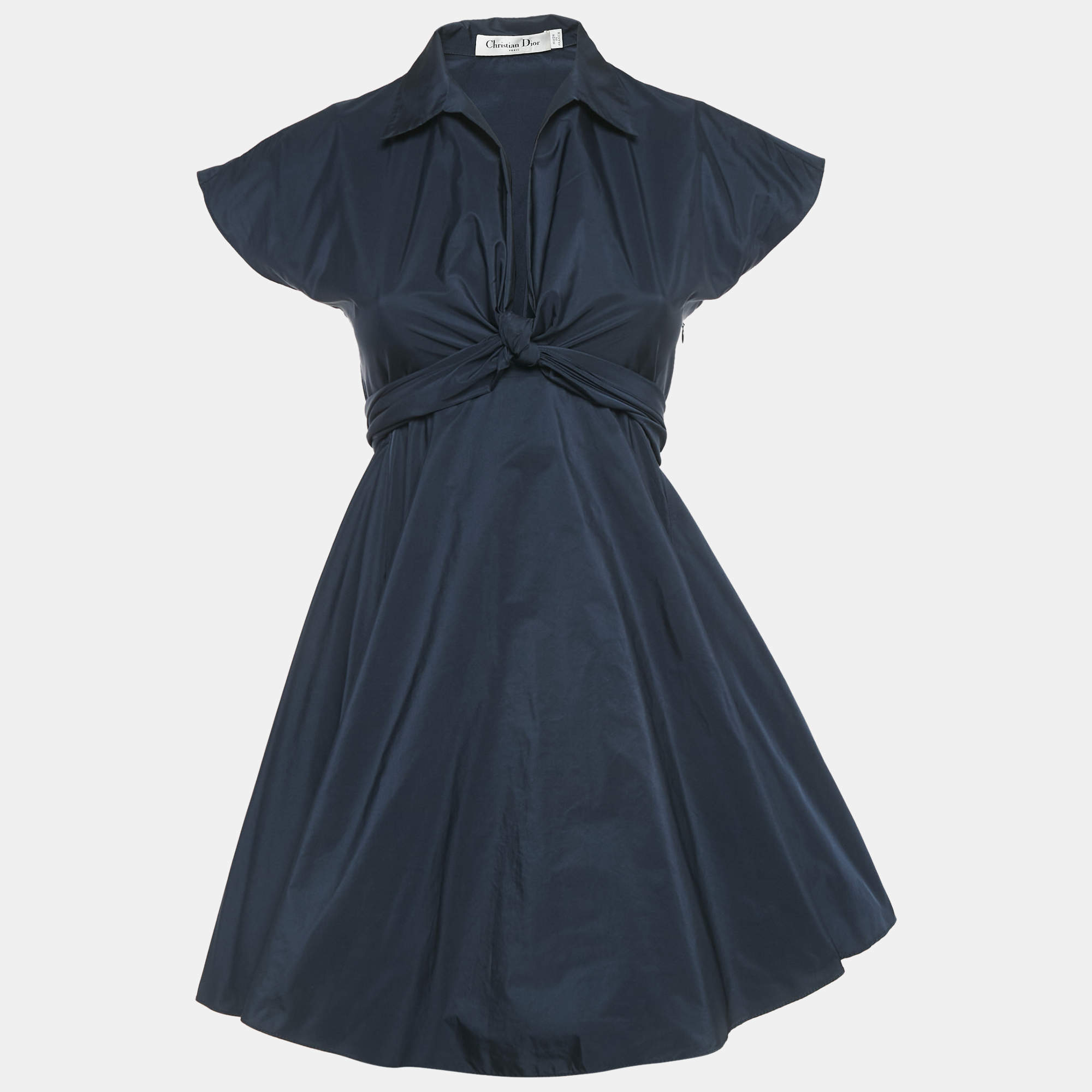 Dior Blue Synthetic Tie-Up Detail Mini Dress S