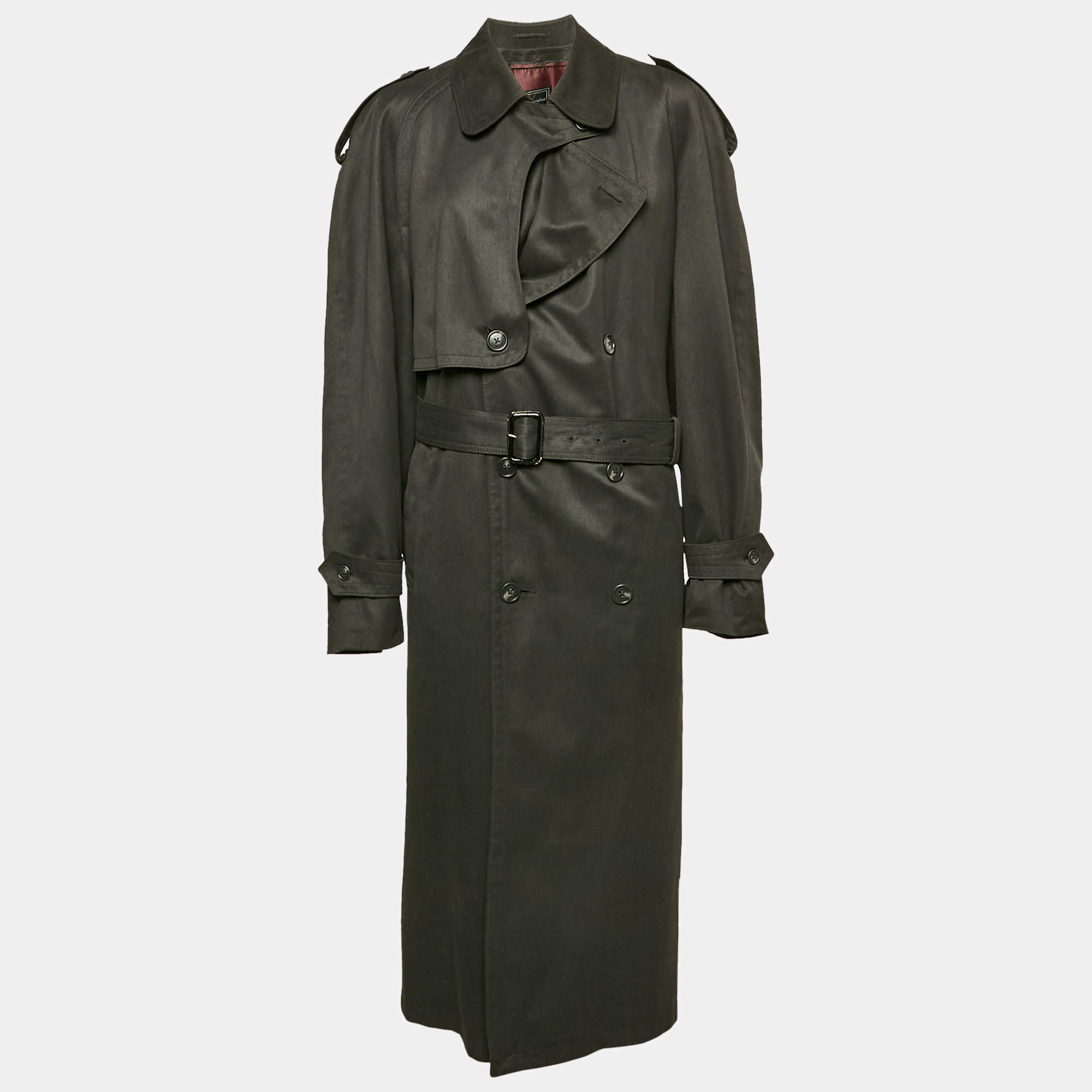 Christian Dior Le Connaisseur Grey Wool Blend Double Beasted Trench Coat L