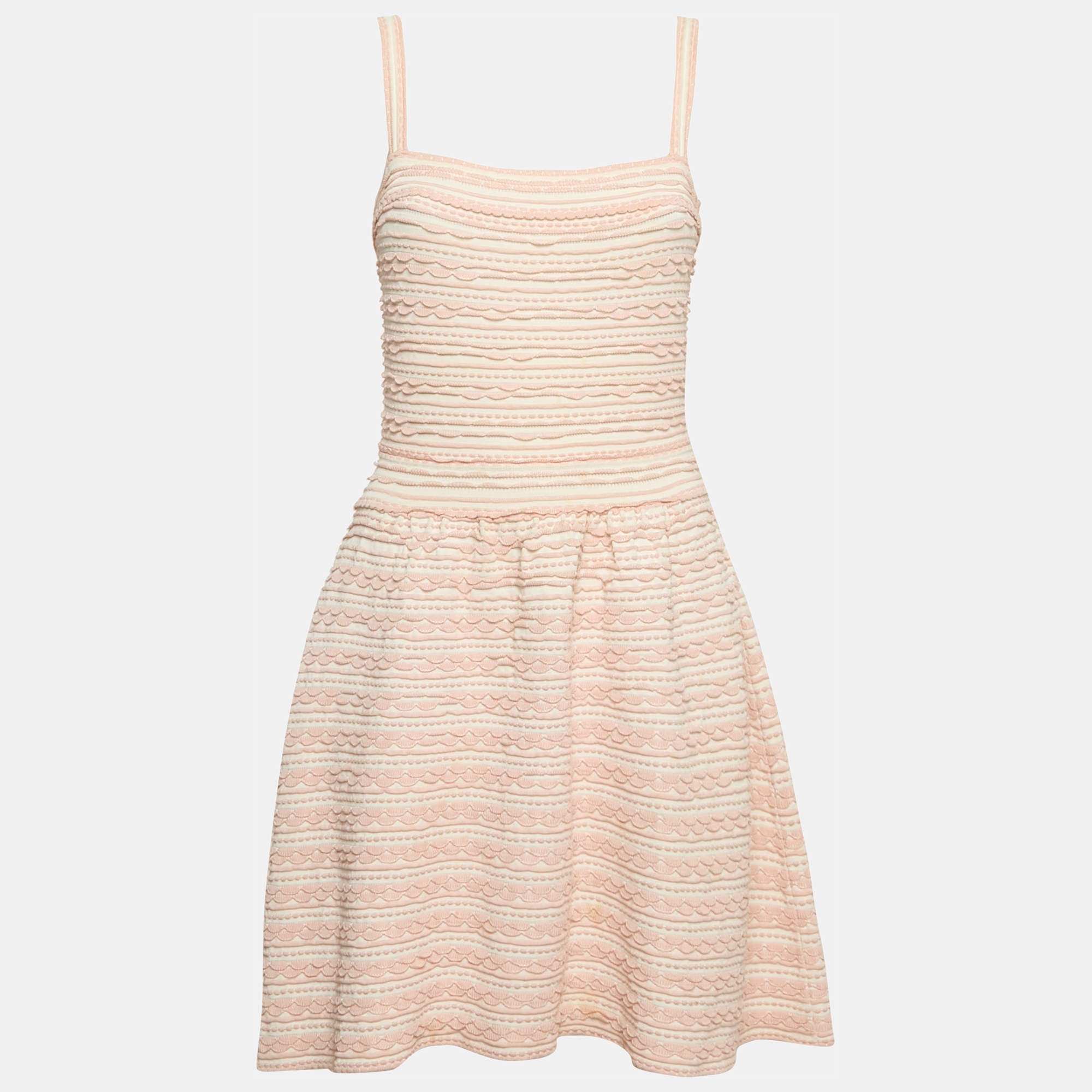 Dior Pink Patterned Knit Sleeveless Mini Dress M