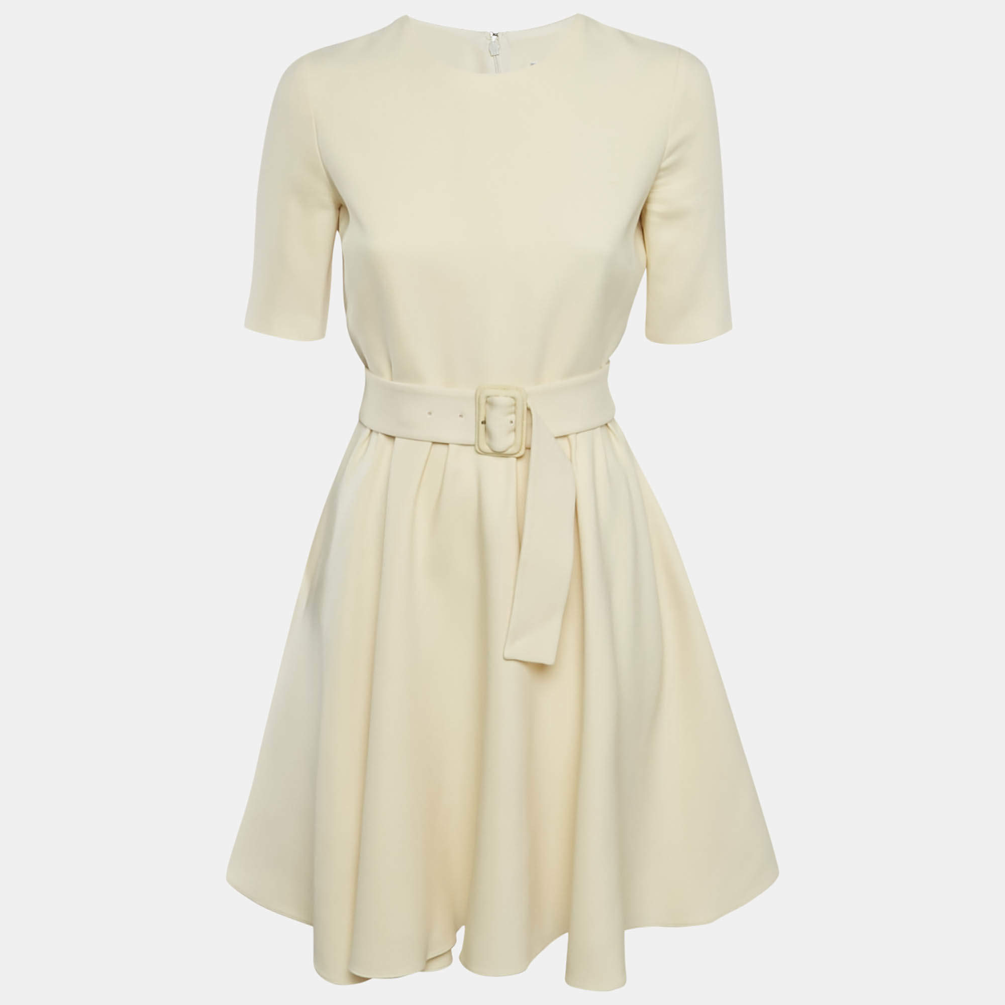 Christian Dior Cream Wool Flared Short Dress M