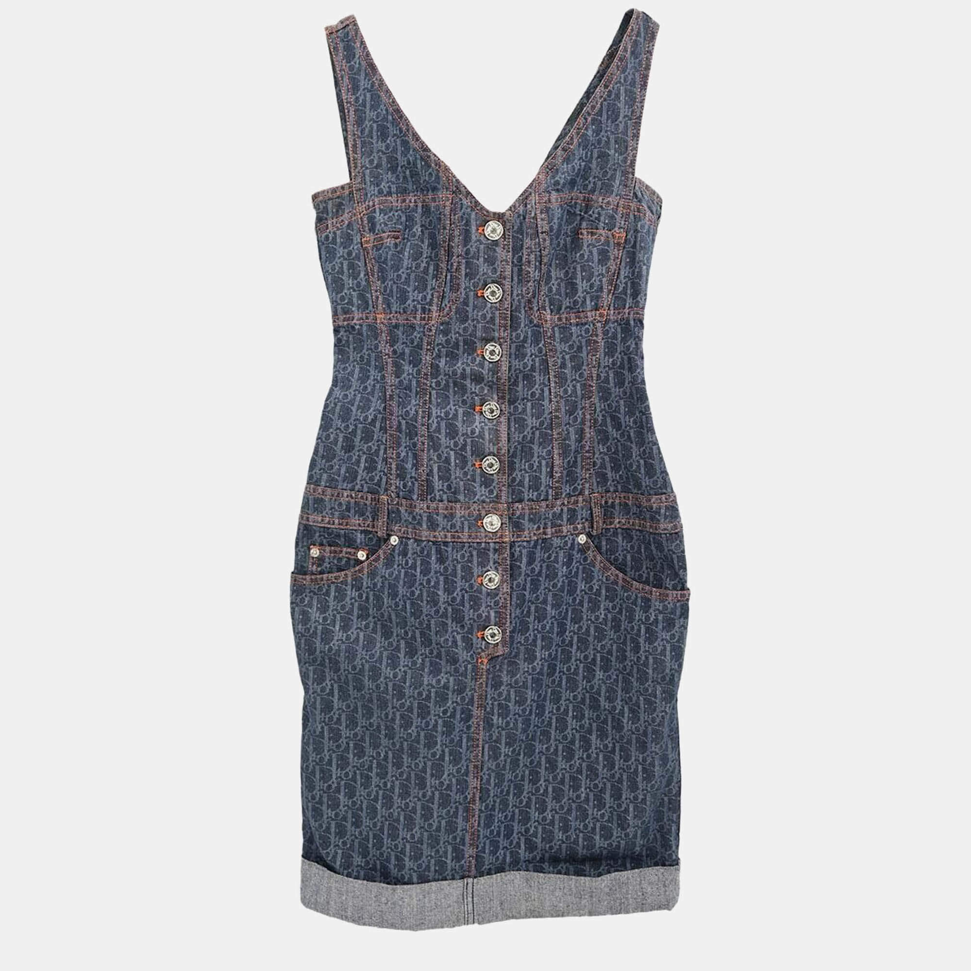 Christian Dior Sleeveless Indigo Denim Dress Size 36