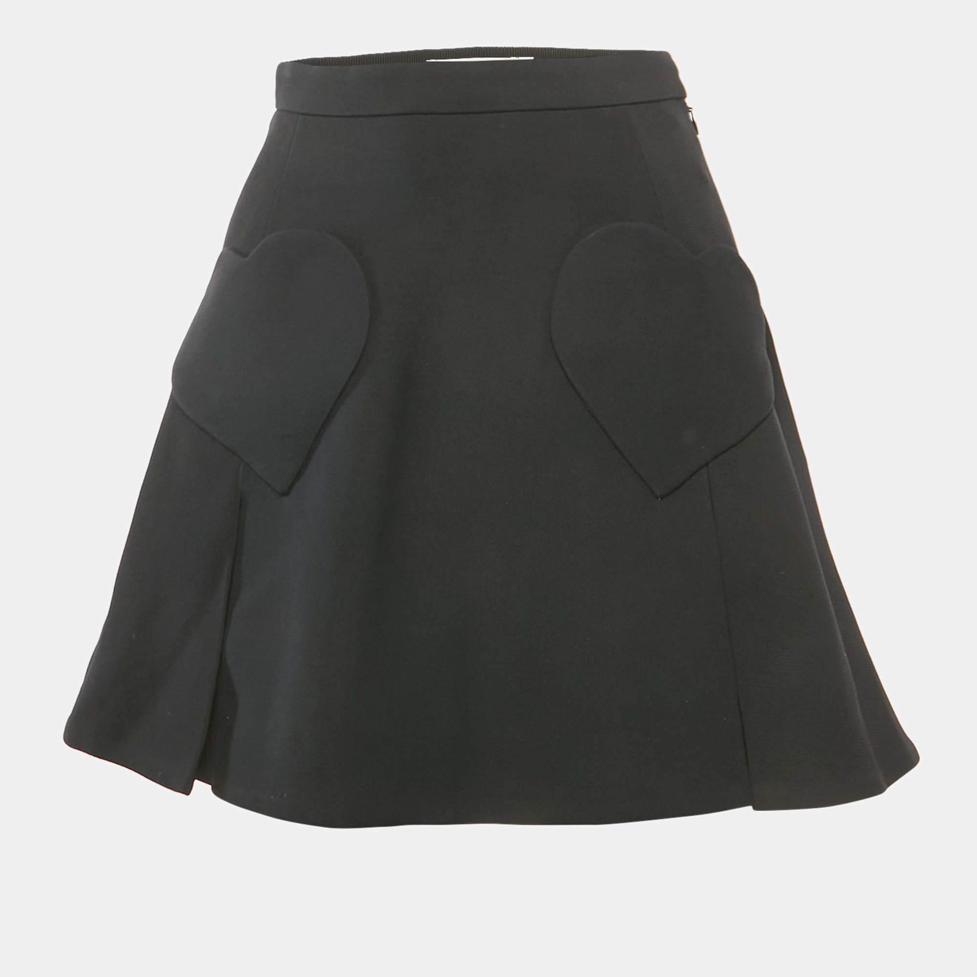 Christian Dior Black Wool Heart Pocket Detail Mini Skirt S