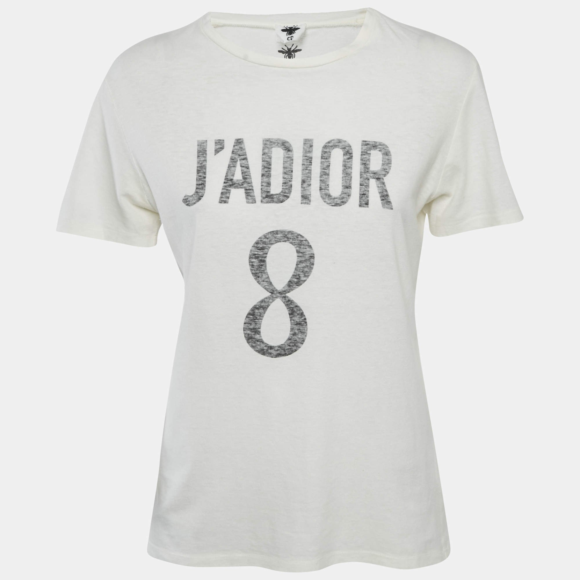 Dior Ivory J'Adior 8 Print Cotton Knit Crew Neck T-Shirt S