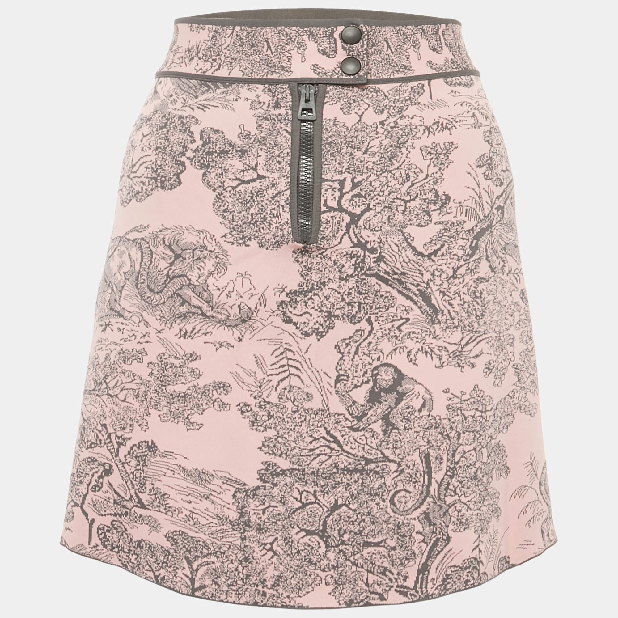 Pre Owned Christian Dior Pink Knit Toile de Jouy Sauvage Dioriviera Mini Skirt L