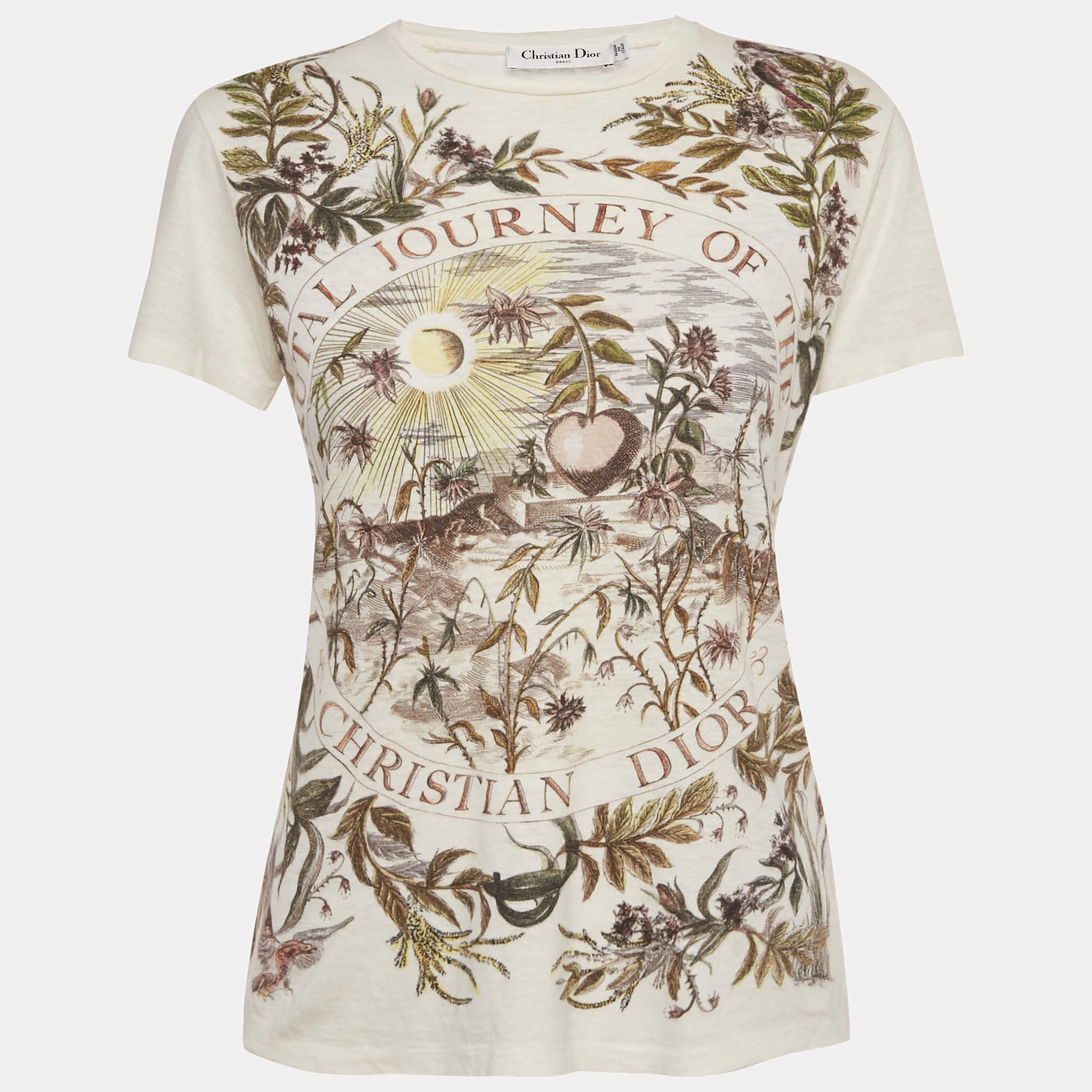 Pre Owned Christan Dior White Printed Cotton Brutal Journey Of The Heart T-Shirt XS  