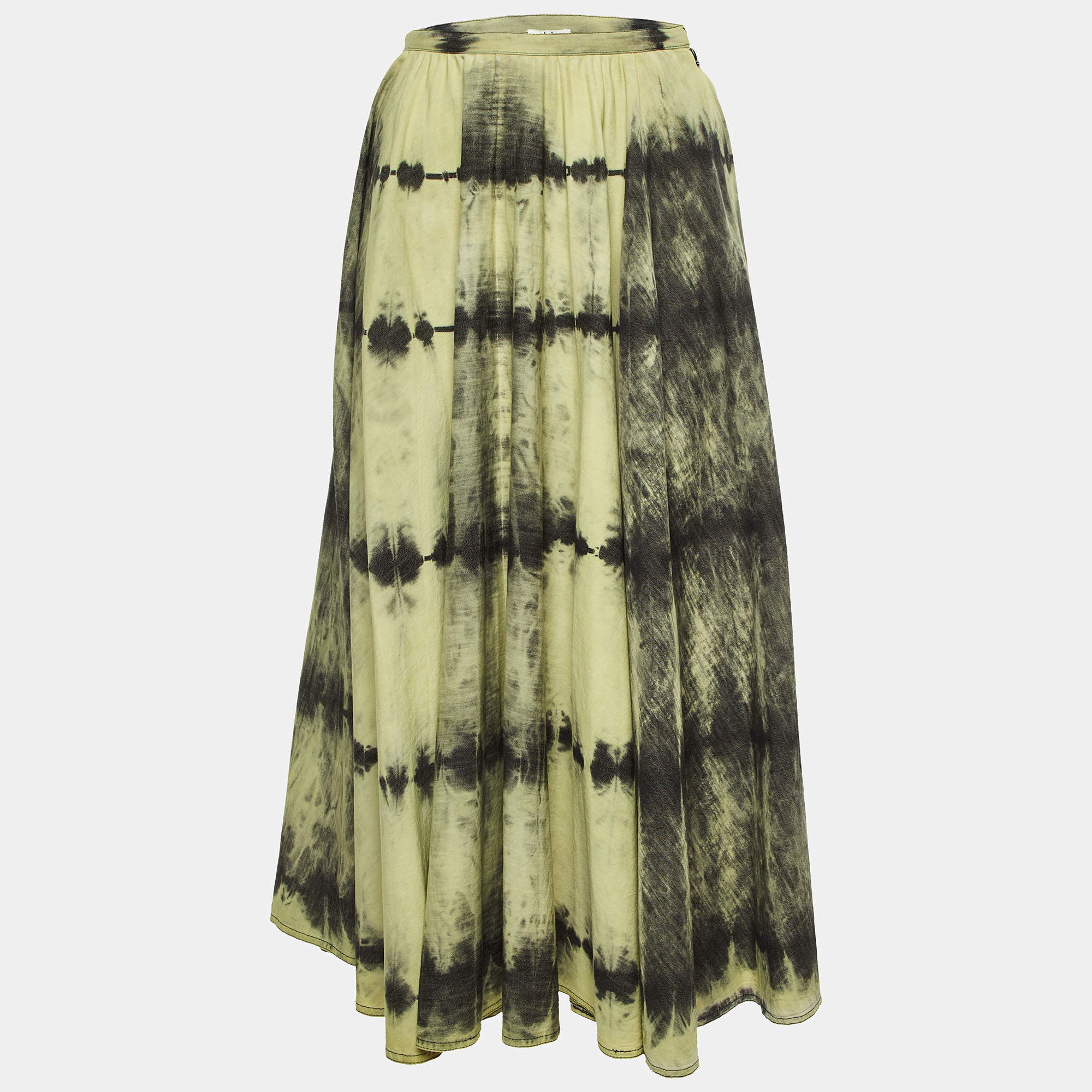 Pre Owned Dior Yellow Tie-Dye Cotton Long Skirt S