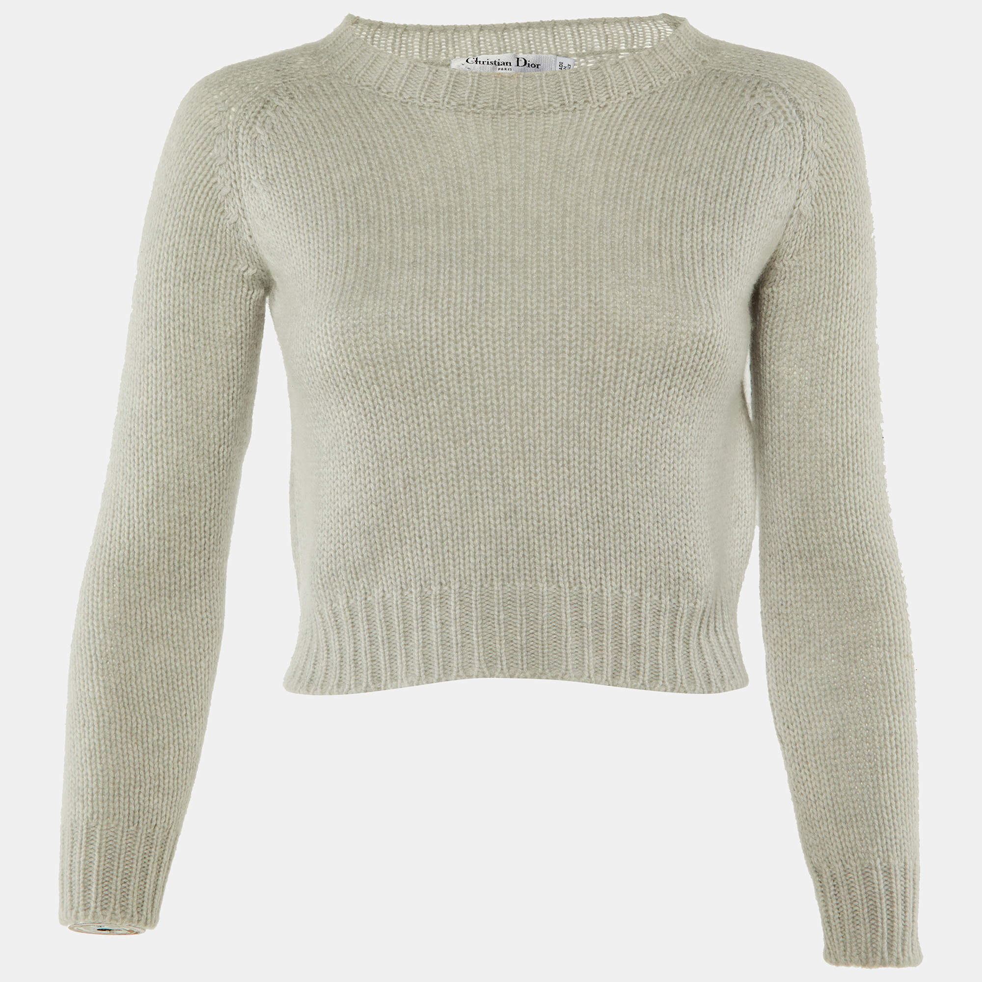 Pre Owned Dior Grey Cashmere J'adior8 Cropped Pullover S